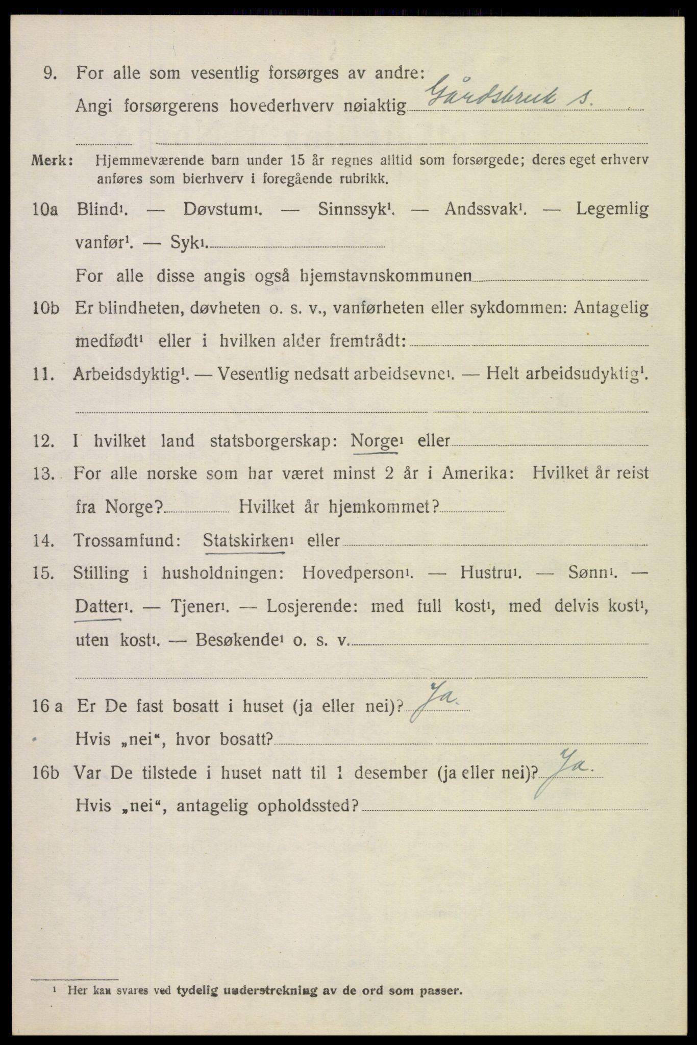 SAH, 1920 census for Tynset, 1920, p. 2441
