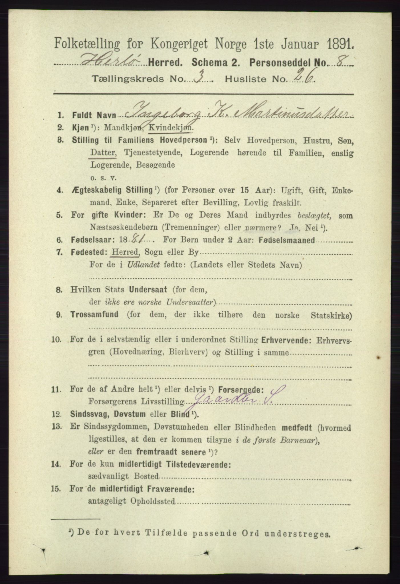 RA, 1891 census for 1258 Herdla, 1891, p. 1252