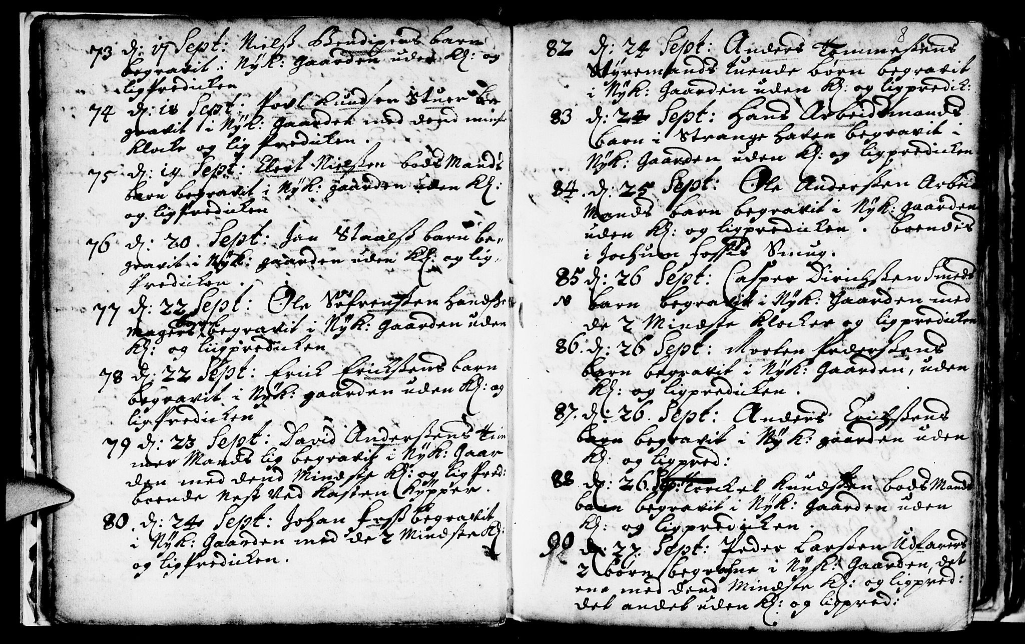 Nykirken Sokneprestembete, AV/SAB-A-77101/H/Haa/L0009: Parish register (official) no. A 9, 1689-1759, p. 8