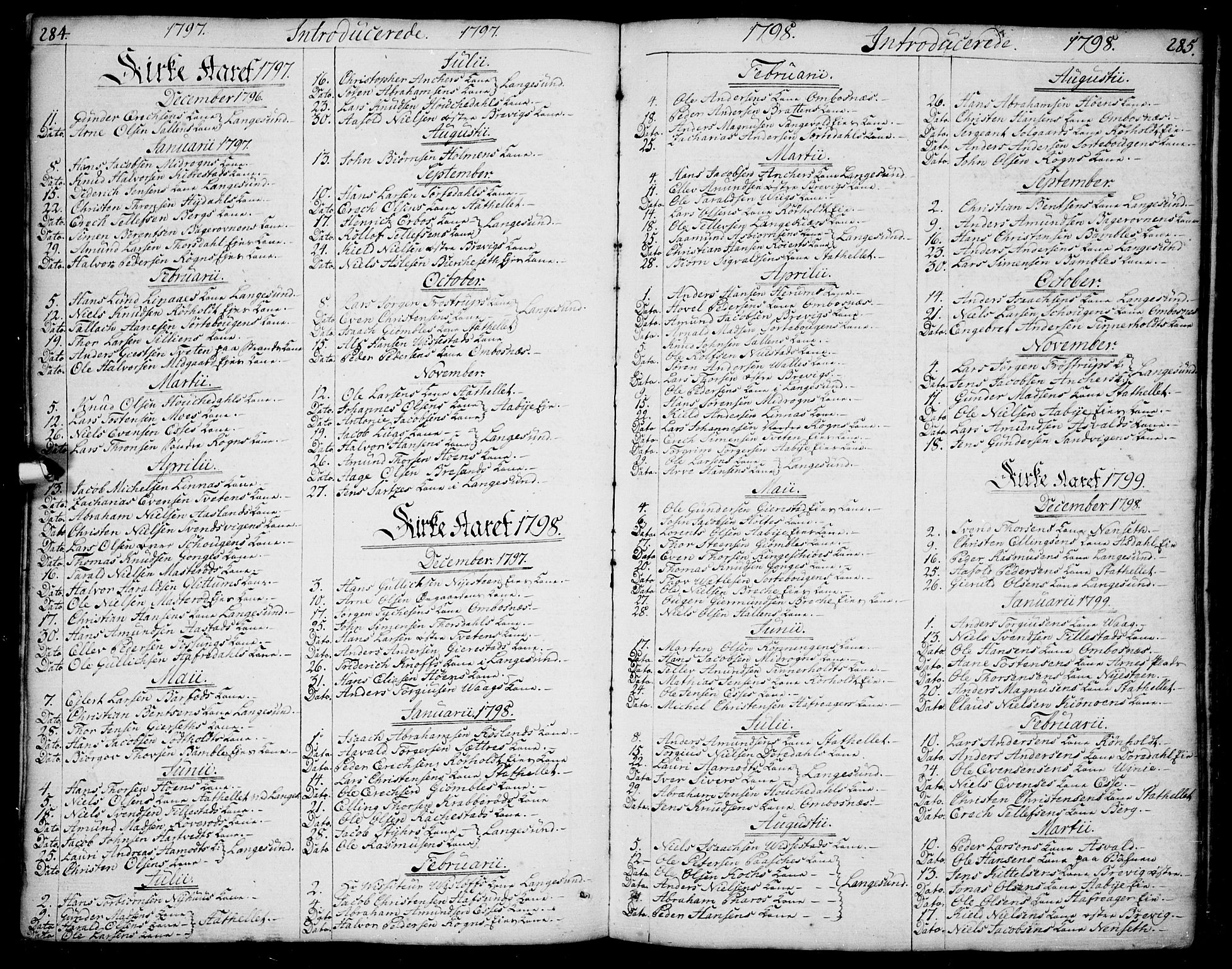 Bamble kirkebøker, SAKO/A-253/F/Fa/L0002: Parish register (official) no. I 2, 1775-1814, p. 284-285