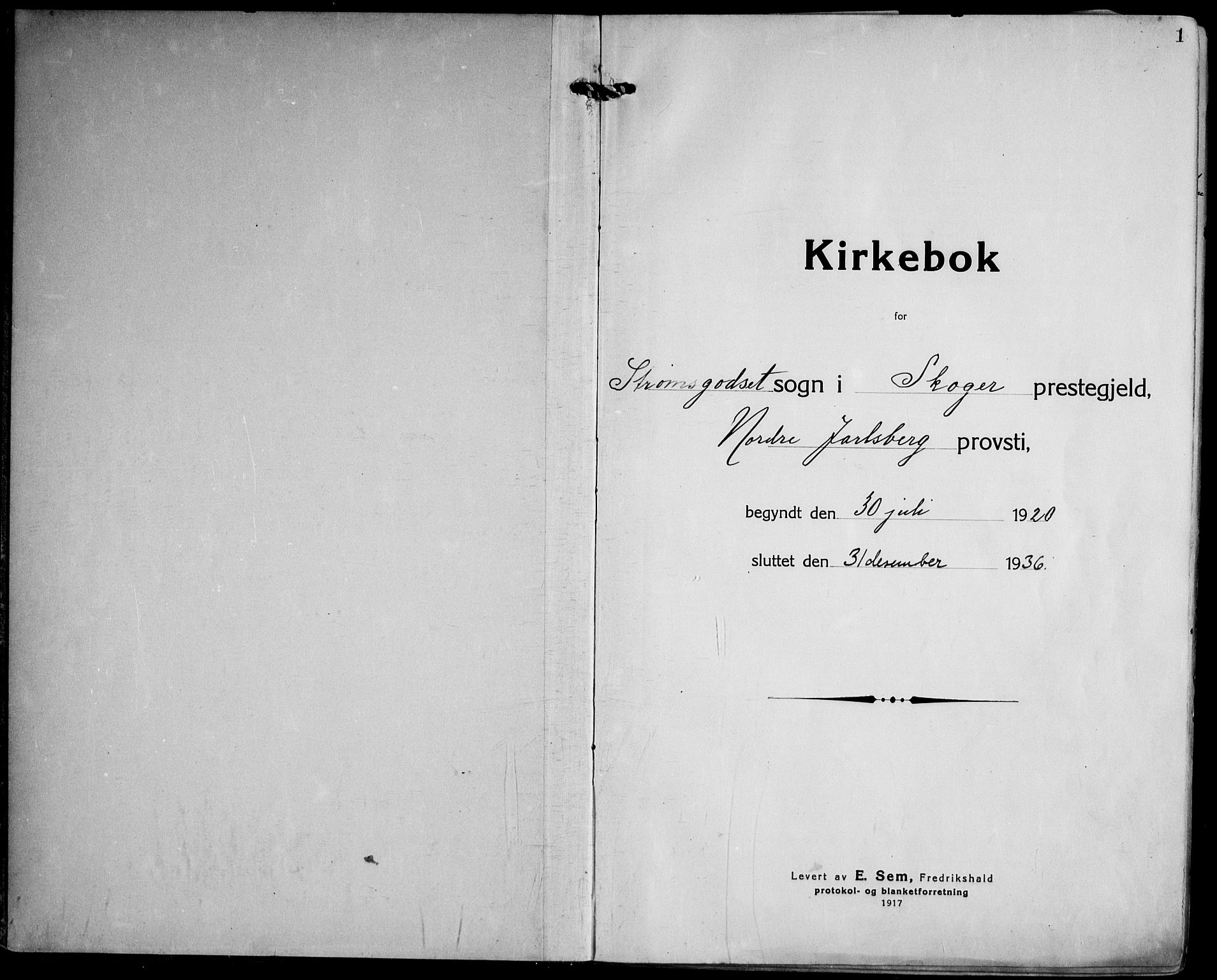 Strømsgodset kirkebøker, SAKO/A-324/F/Fa/L0003: Parish register (official) no. 3, 1920-1936, p. 0-1