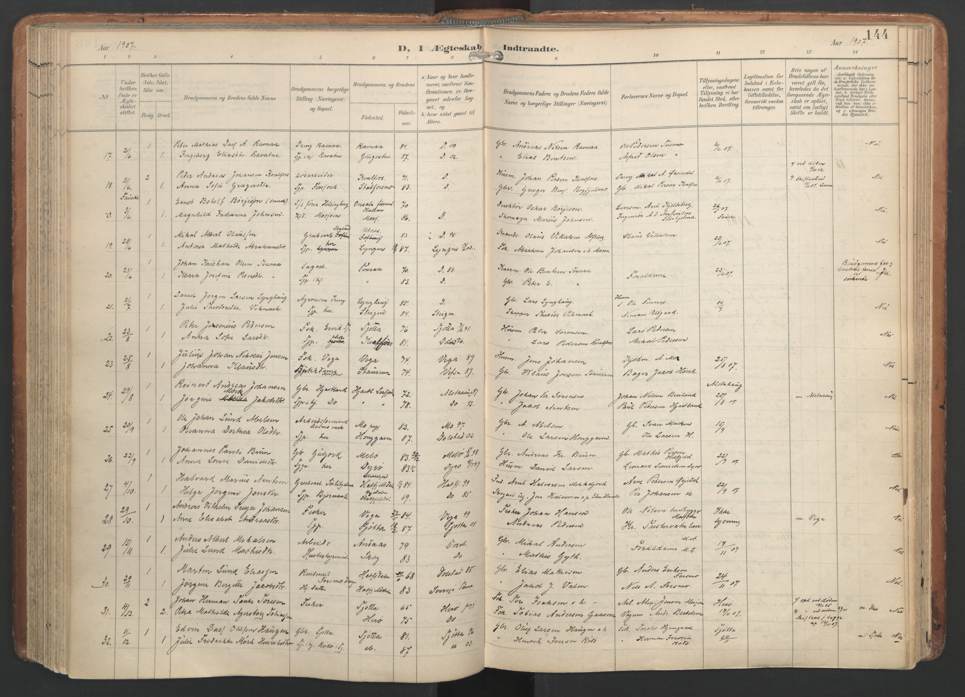 Ministerialprotokoller, klokkerbøker og fødselsregistre - Nordland, AV/SAT-A-1459/820/L0298: Parish register (official) no. 820A19, 1897-1915, p. 144