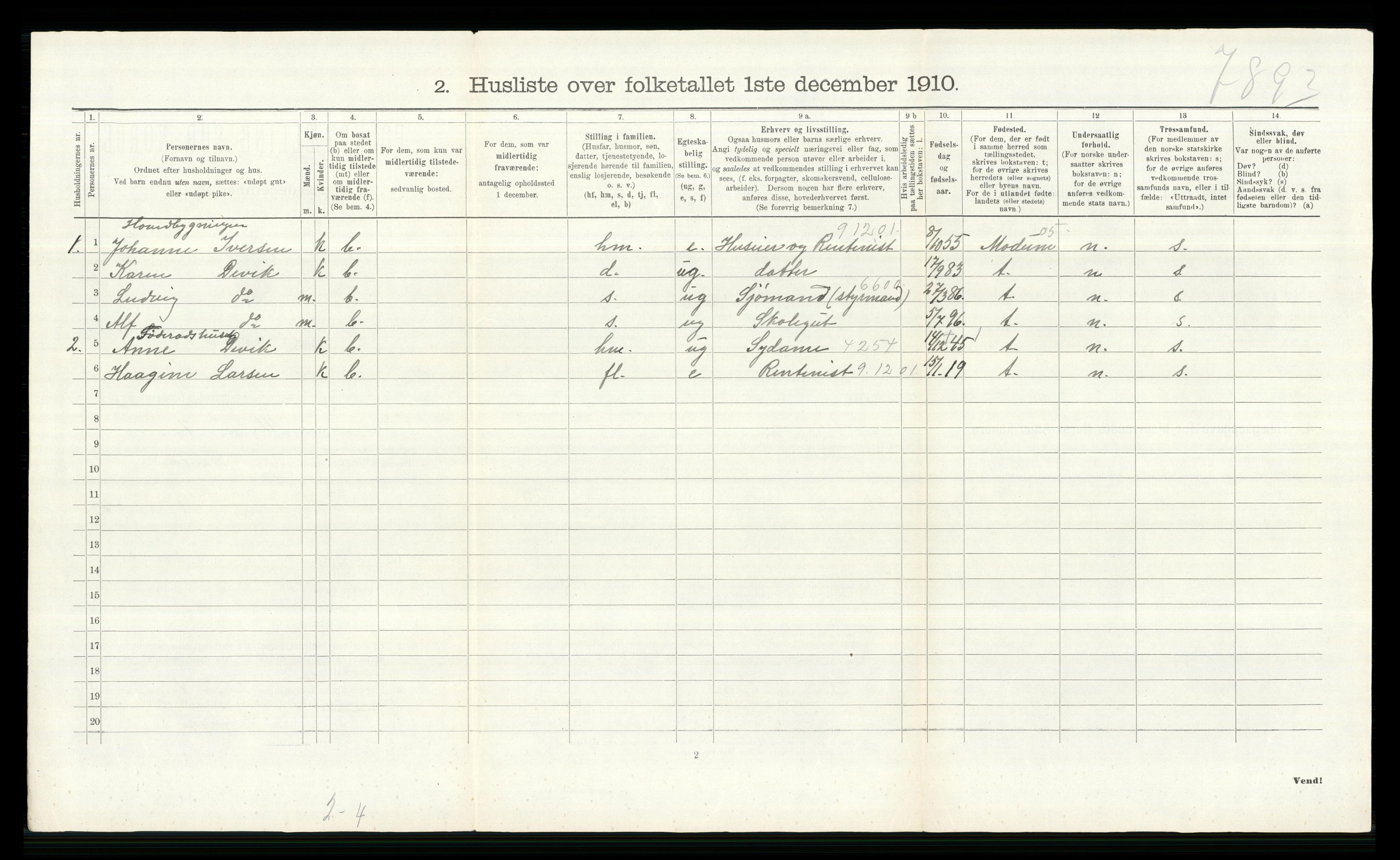 RA, 1910 census for Asker, 1910, p. 1181