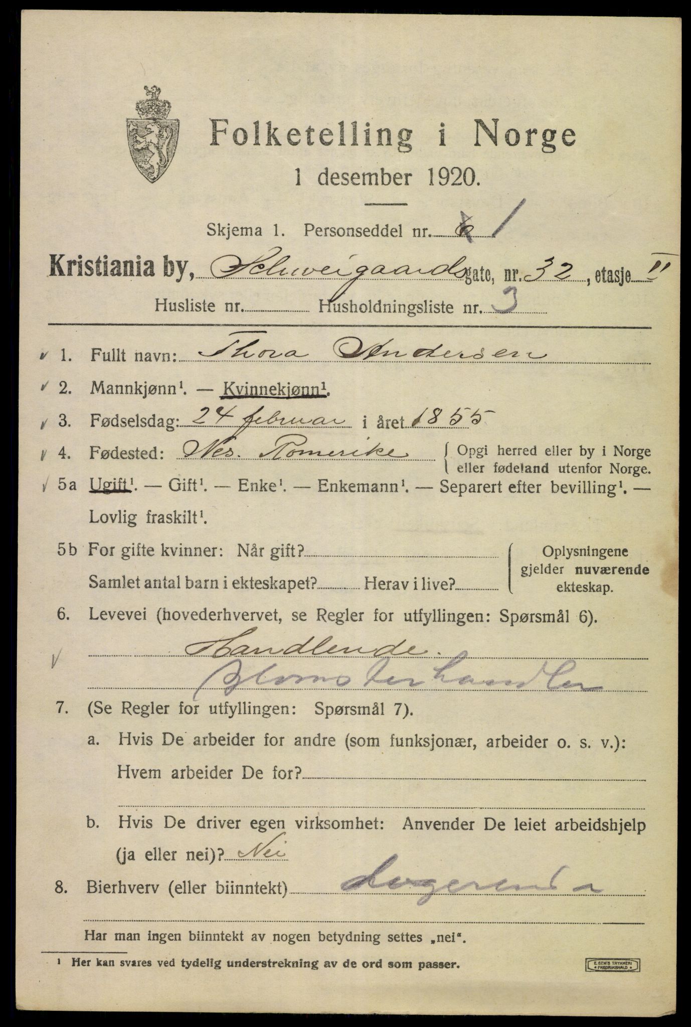 SAO, 1920 census for Kristiania, 1920, p. 492491