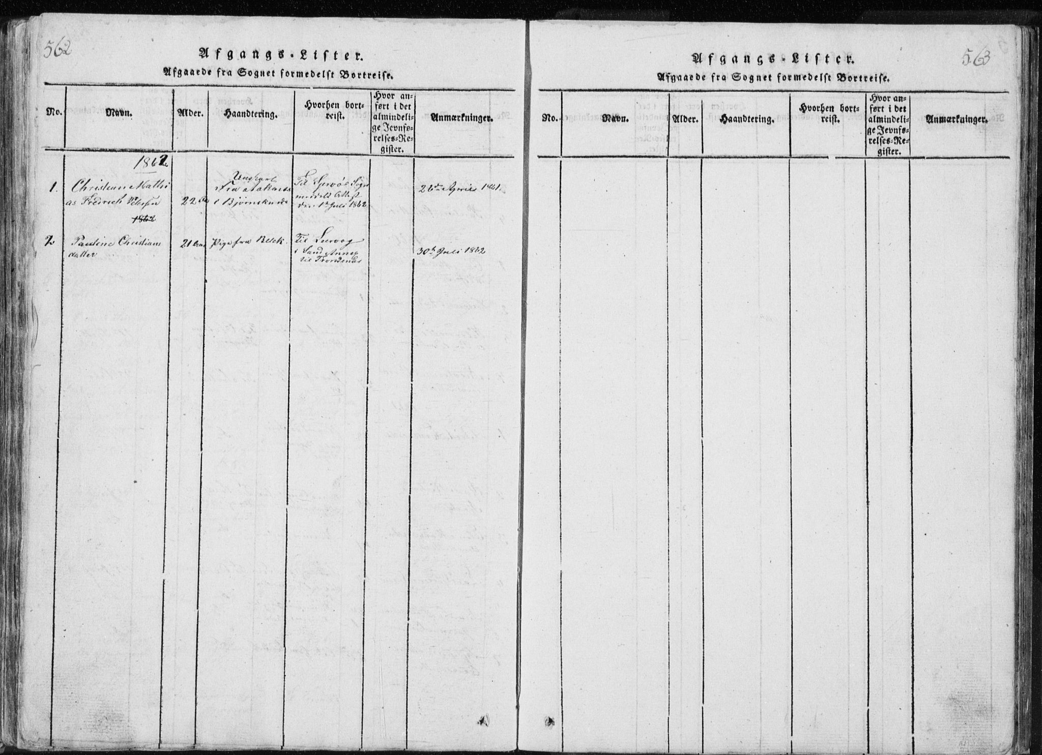 Ministerialprotokoller, klokkerbøker og fødselsregistre - Nordland, AV/SAT-A-1459/897/L1411: Parish register (copy) no. 897C01, 1820-1866, p. 562-563