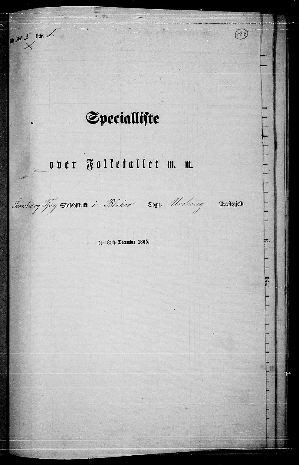 RA, 1865 census for Aurskog, 1865, p. 181