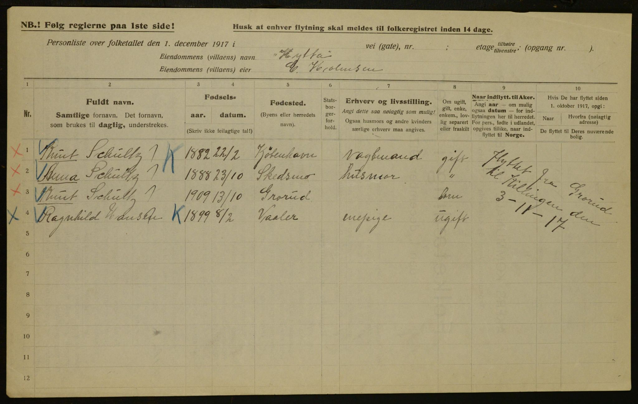 OBA, Municipal Census 1917 for Aker, 1917, p. 5534