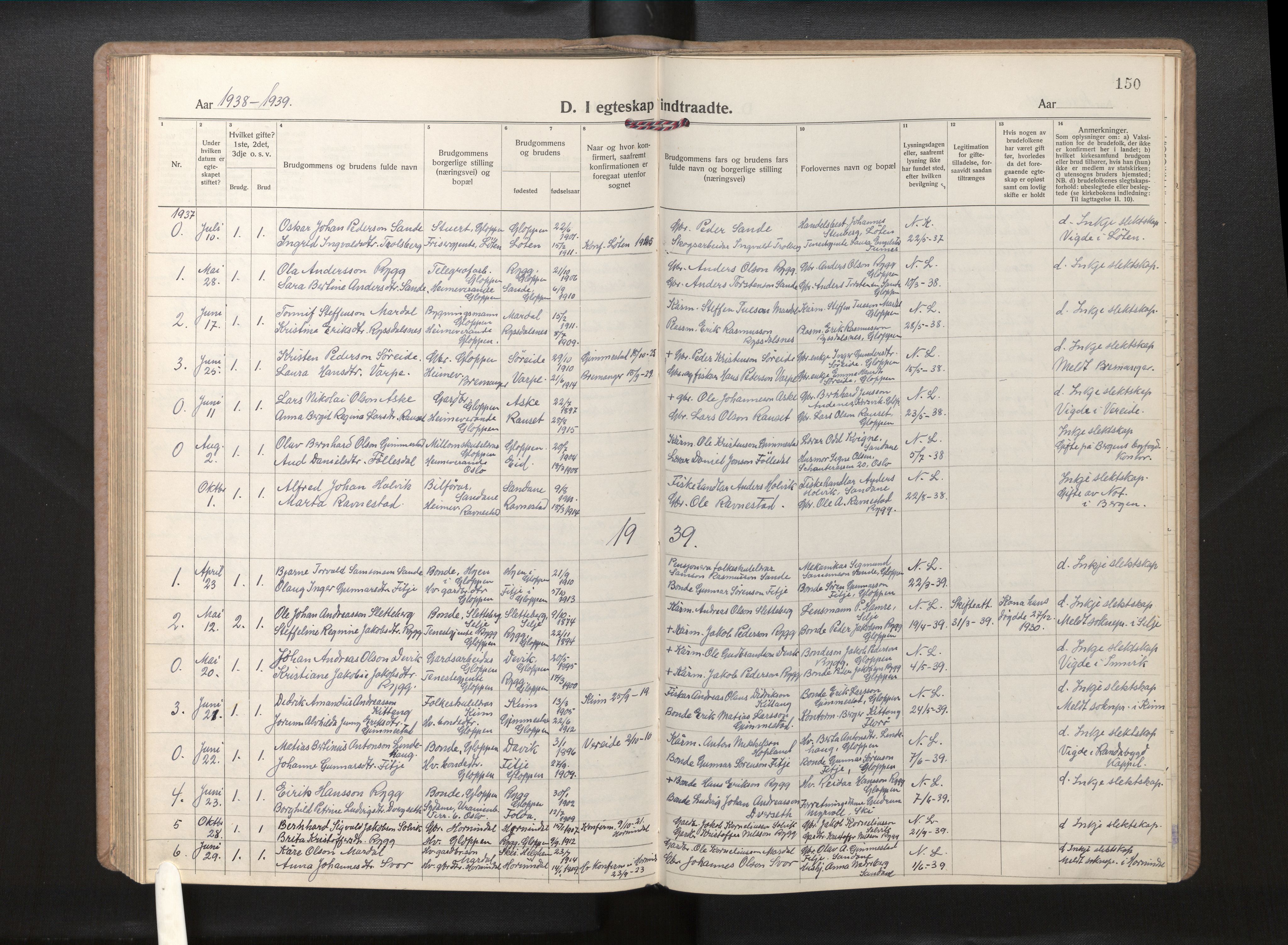Gloppen sokneprestembete, SAB/A-80101/H/Hab/Habd/L0002: Parish register (copy) no. D 2, 1921-1967, p. 149b-150a
