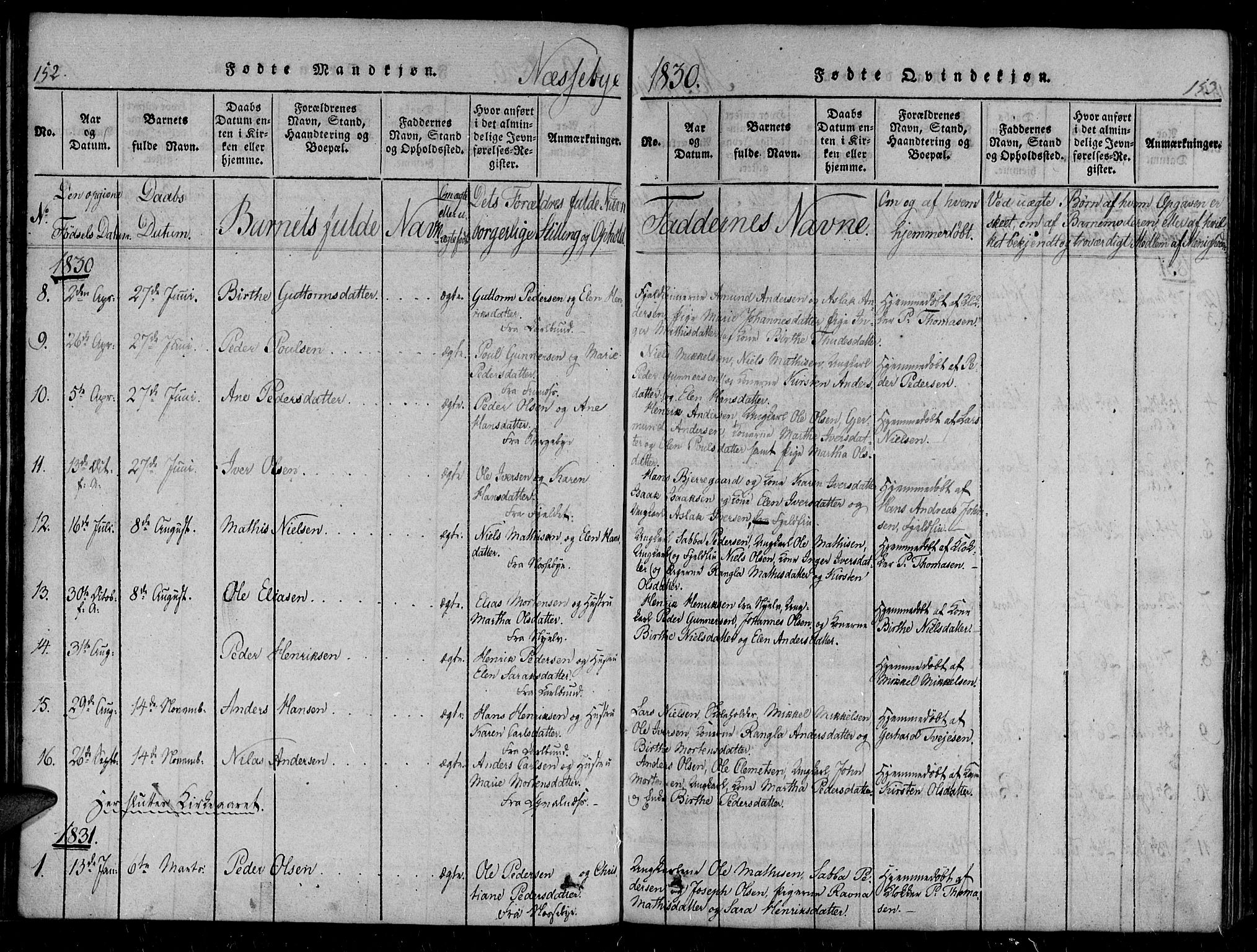 Vadsø sokneprestkontor, SATØ/S-1325/H/Ha/L0003kirke: Parish register (official) no. 3 /2, 1821-1839, p. 152-153