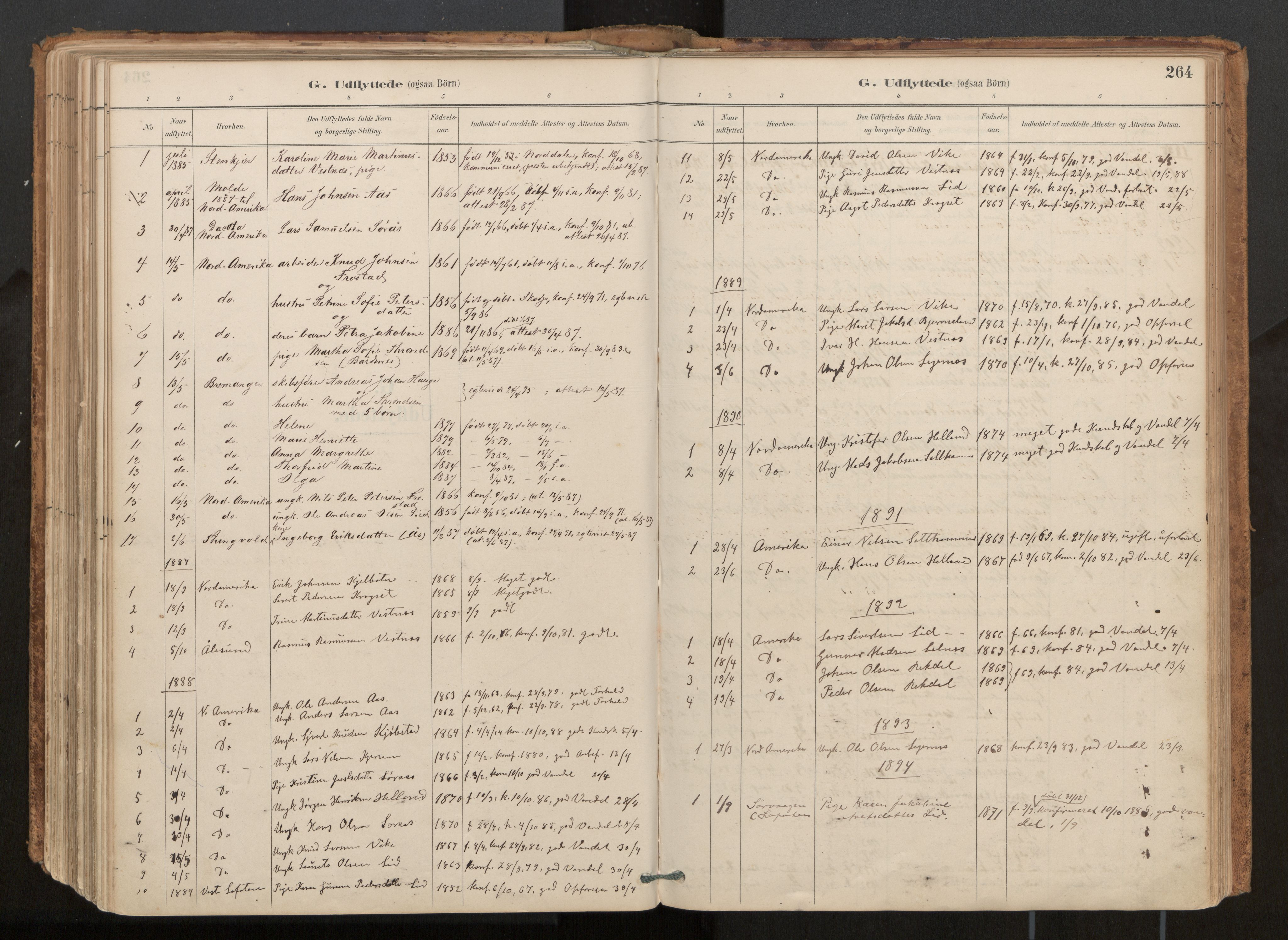 Ministerialprotokoller, klokkerbøker og fødselsregistre - Møre og Romsdal, AV/SAT-A-1454/539/L0531: Parish register (official) no. 539A04, 1887-1913, p. 264