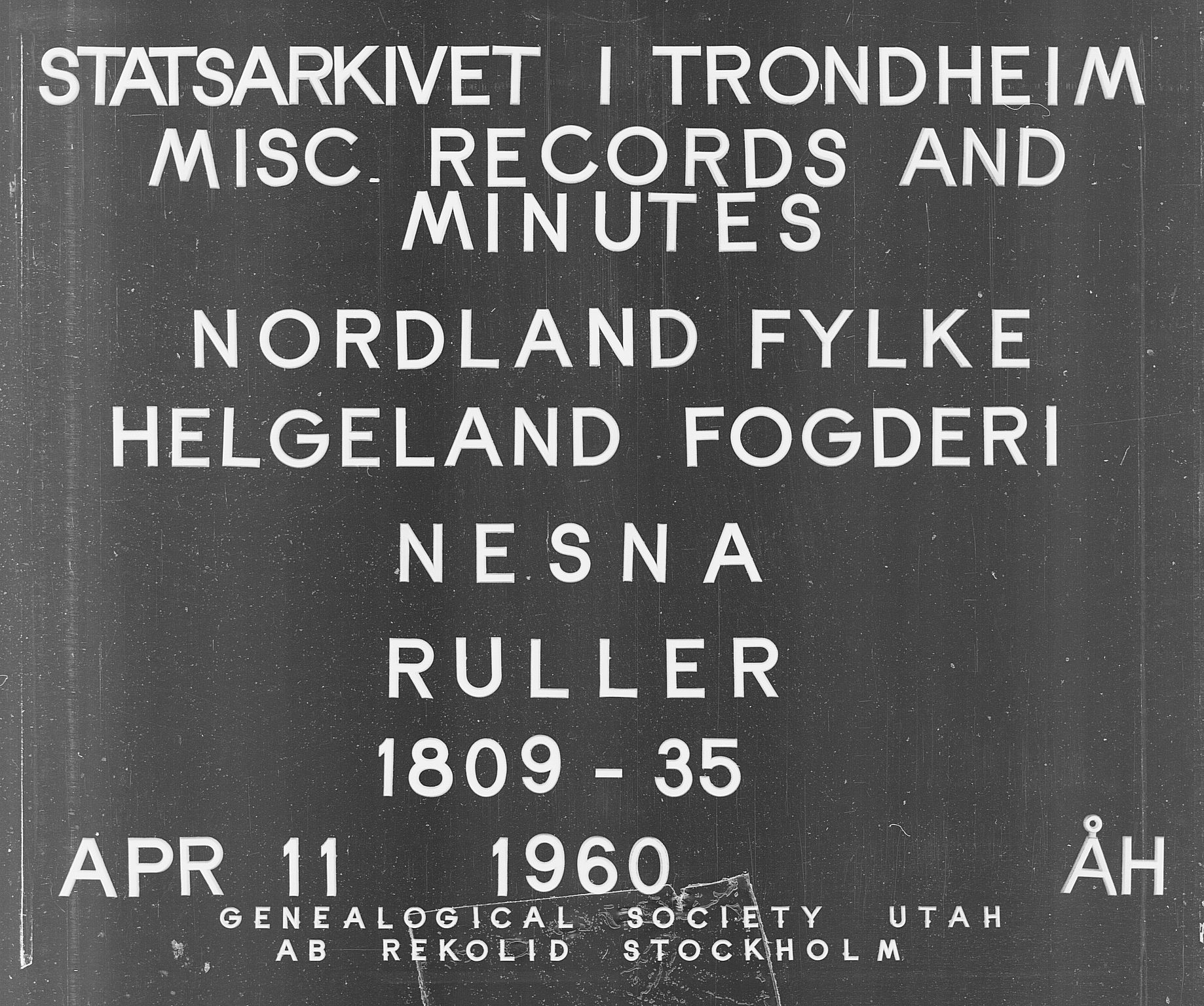 Fylkesmannen i Nordland, SAT/A-0499/1.1/R/Ra/L0012: Innrulleringsmanntall for Nesna, 1809-1835, p. 1