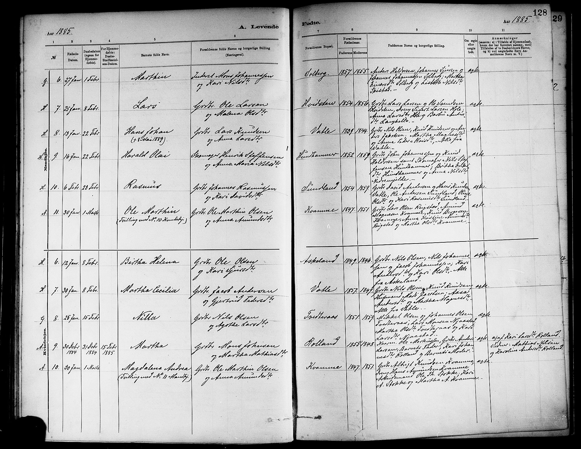 Haus sokneprestembete, AV/SAB-A-75601/H/Haa: Parish register (official) no. A 19I, 1878-1886, p. 128