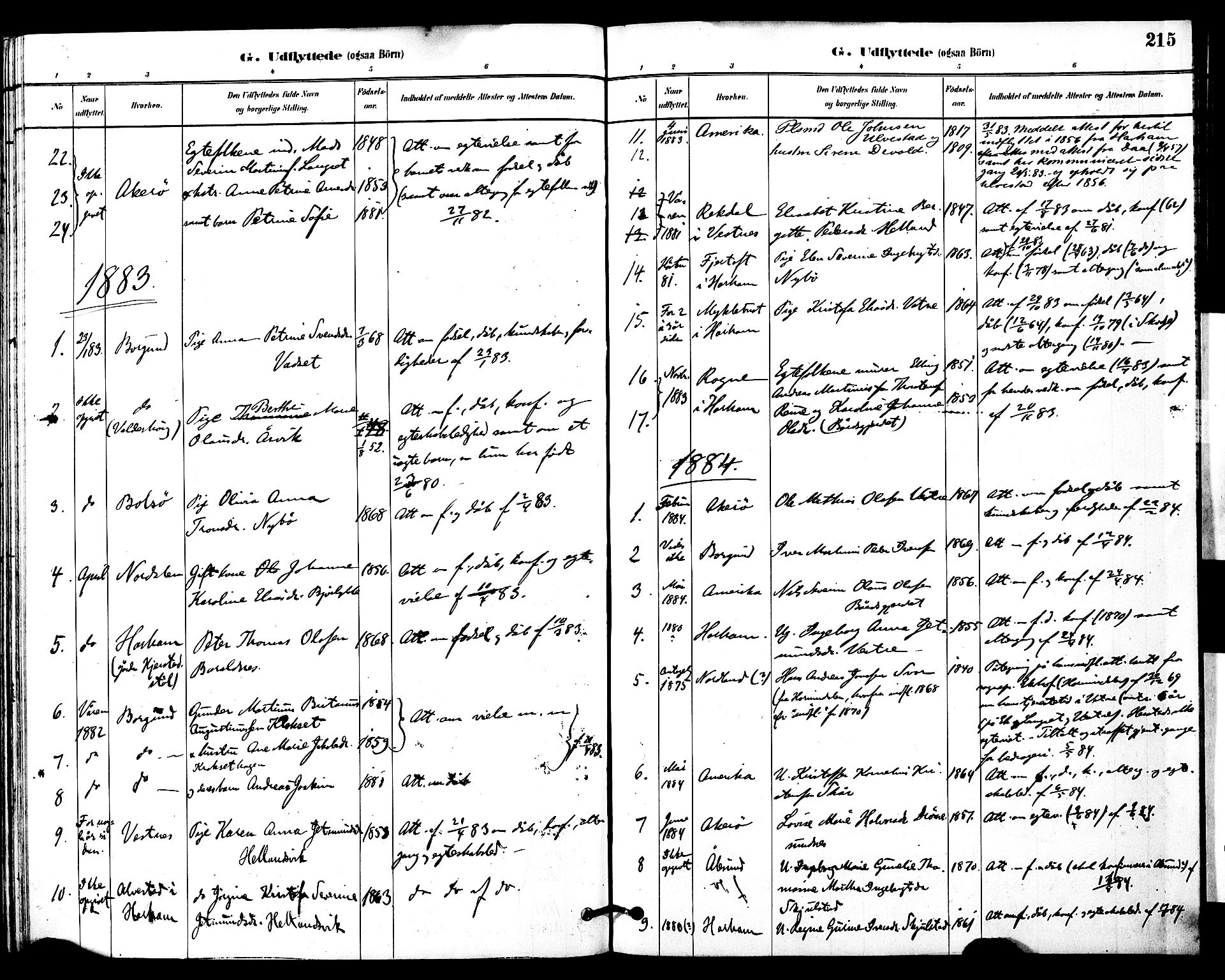 Ministerialprotokoller, klokkerbøker og fødselsregistre - Møre og Romsdal, SAT/A-1454/525/L0374: Parish register (official) no. 525A04, 1880-1899, p. 215
