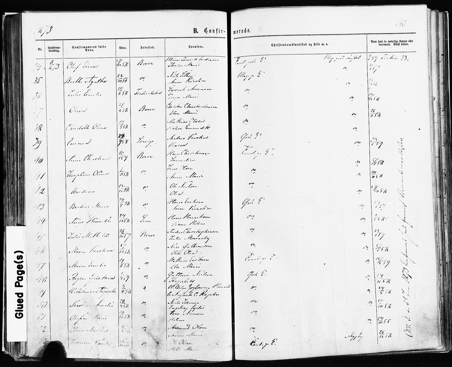 Borre kirkebøker, SAKO/A-338/F/Fa/L0008: Parish register (official) no. I 8, 1868-1877, p. 160