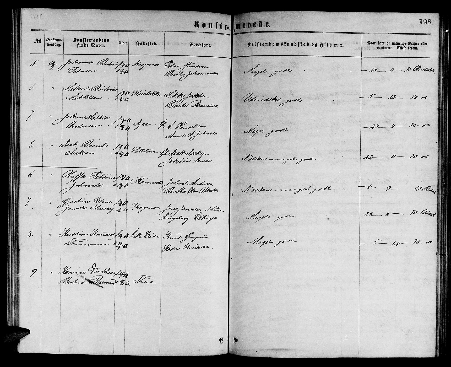 Ministerialprotokoller, klokkerbøker og fødselsregistre - Møre og Romsdal, SAT/A-1454/501/L0016: Parish register (copy) no. 501C02, 1868-1884, p. 198