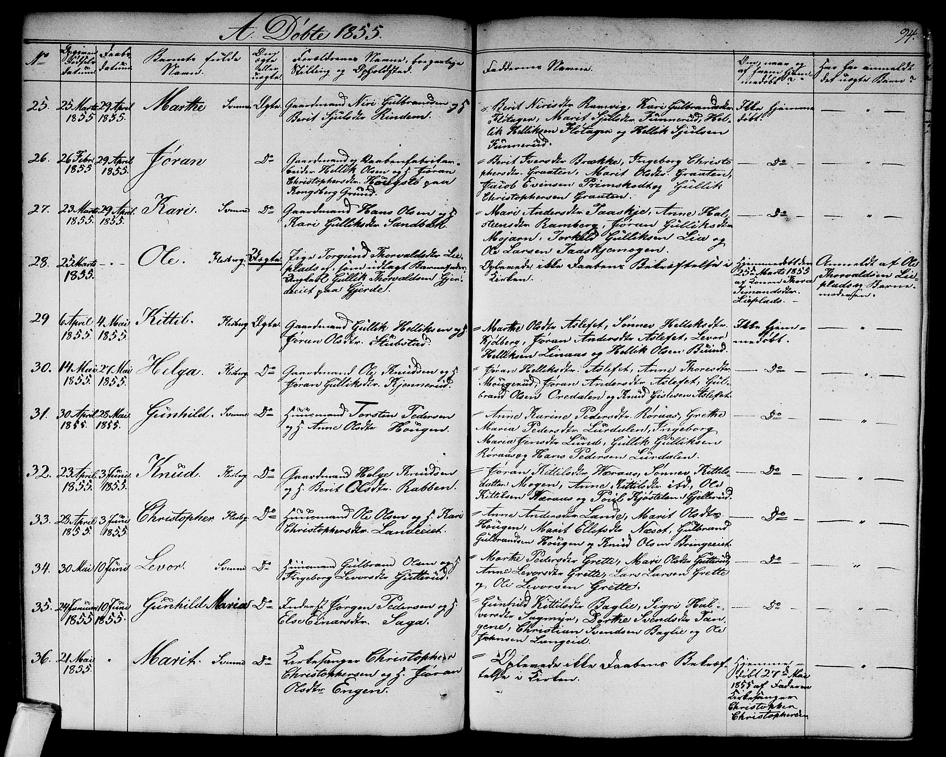 Flesberg kirkebøker, AV/SAKO-A-18/G/Ga/L0002: Parish register (copy) no. I 2, 1834-1860, p. 94
