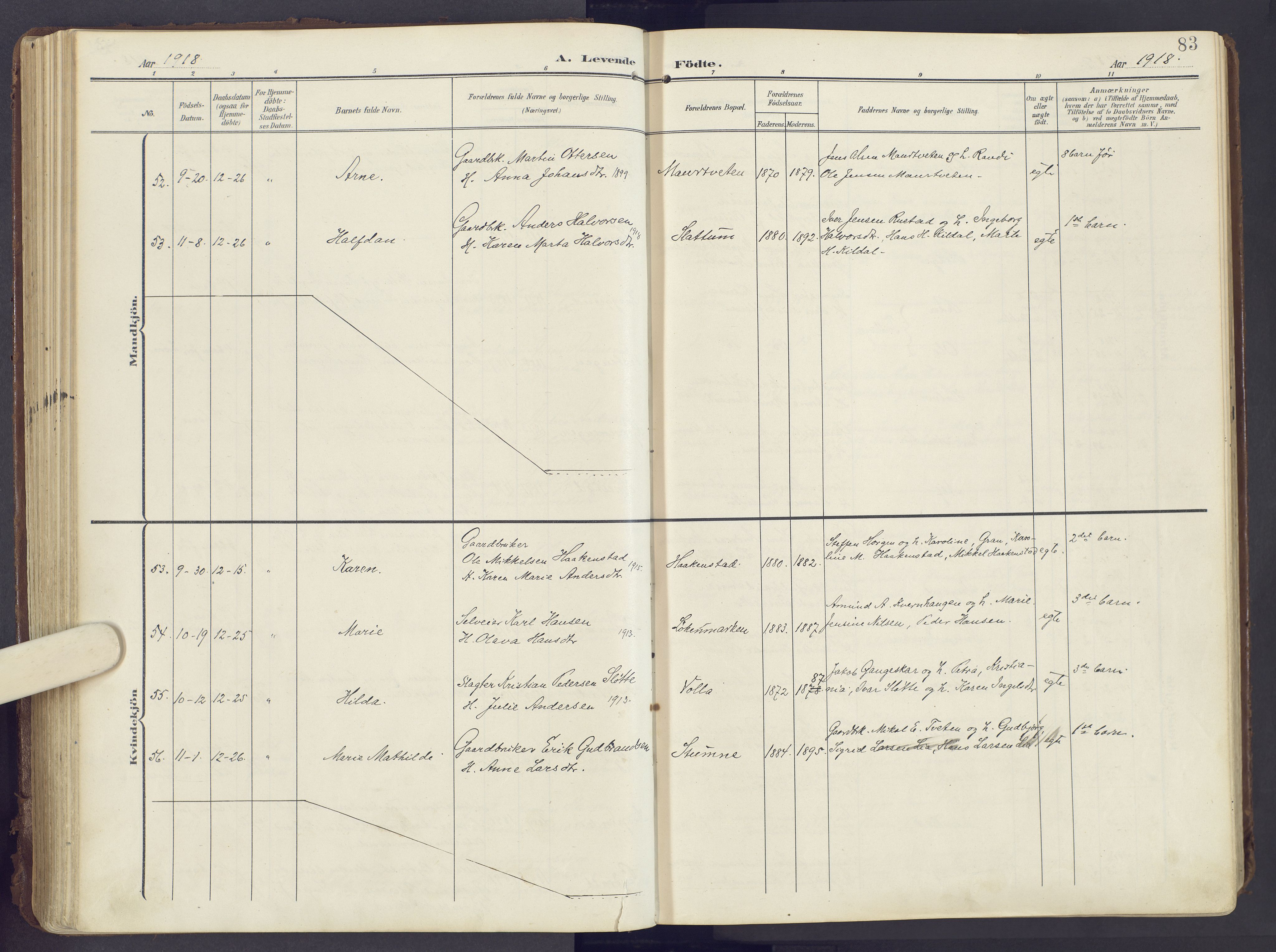 Lunner prestekontor, SAH/PREST-118/H/Ha/Haa/L0001: Parish register (official) no. 1, 1907-1922, p. 83