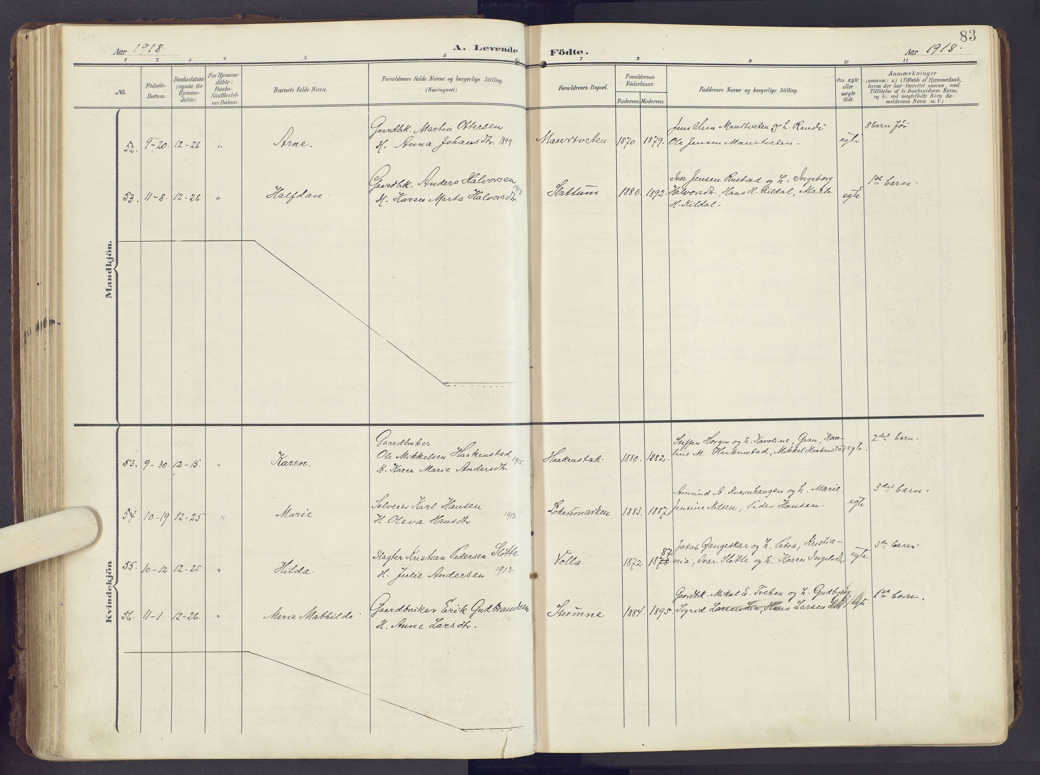 Lunner prestekontor, AV/SAH-PREST-118/H/Ha/Haa/L0001: Parish register (official) no. 1, 1907-1922, p. 83