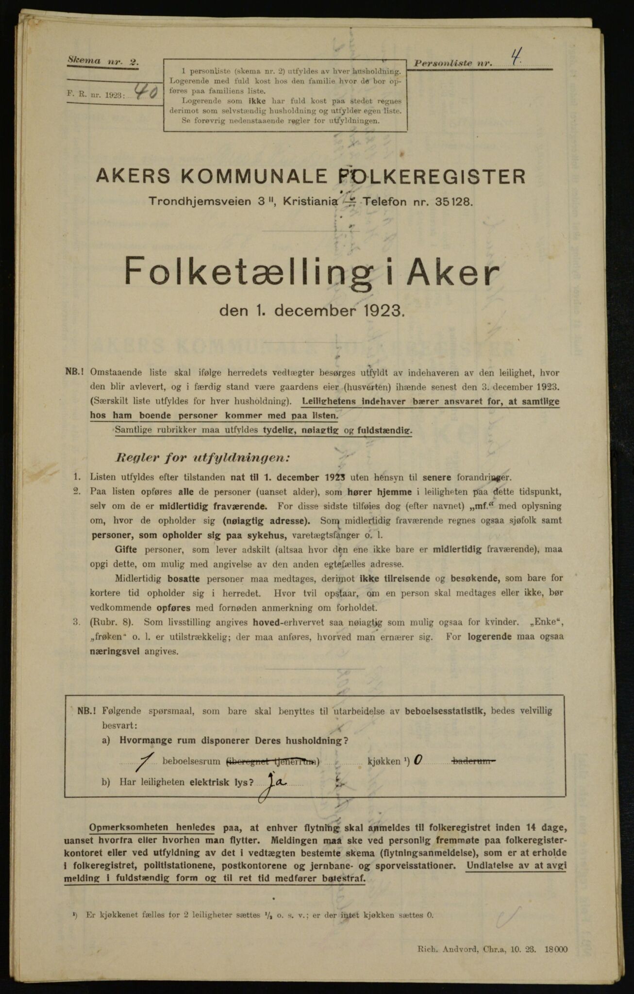 , Municipal Census 1923 for Aker, 1923, p. 36851