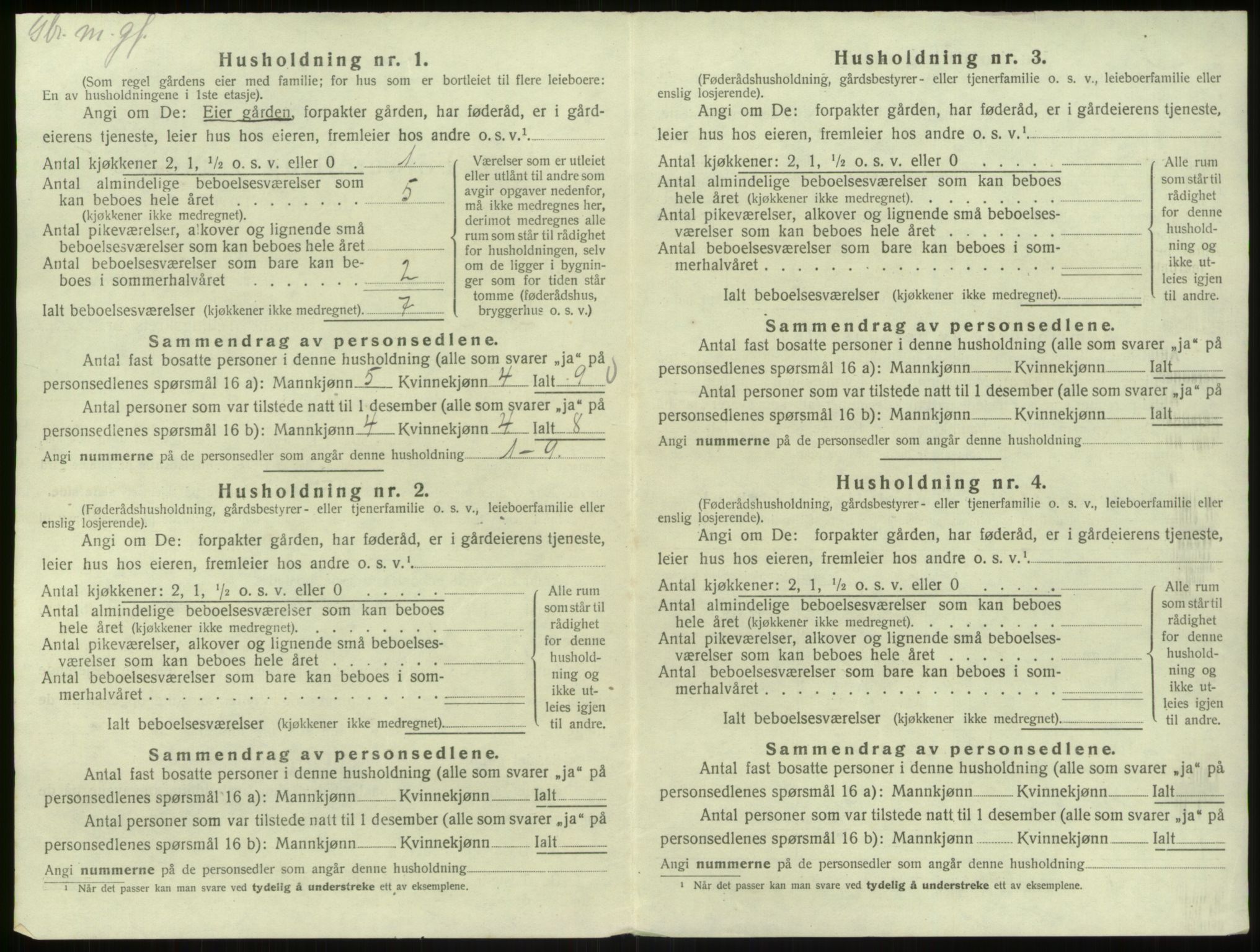 SAB, 1920 census for Bruvik, 1920, p. 1093