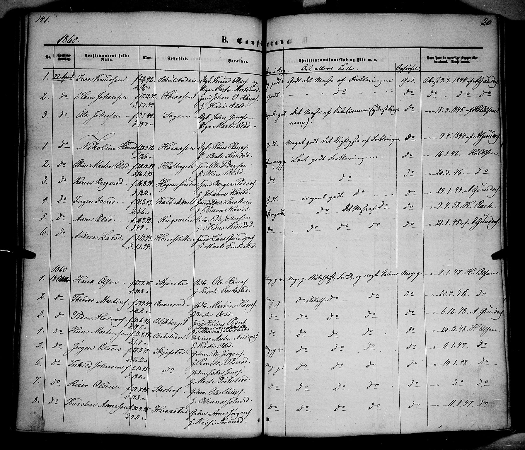 Elverum prestekontor, AV/SAH-PREST-044/H/Ha/Haa/L0010: Parish register (official) no. 10, 1857-1868, p. 141