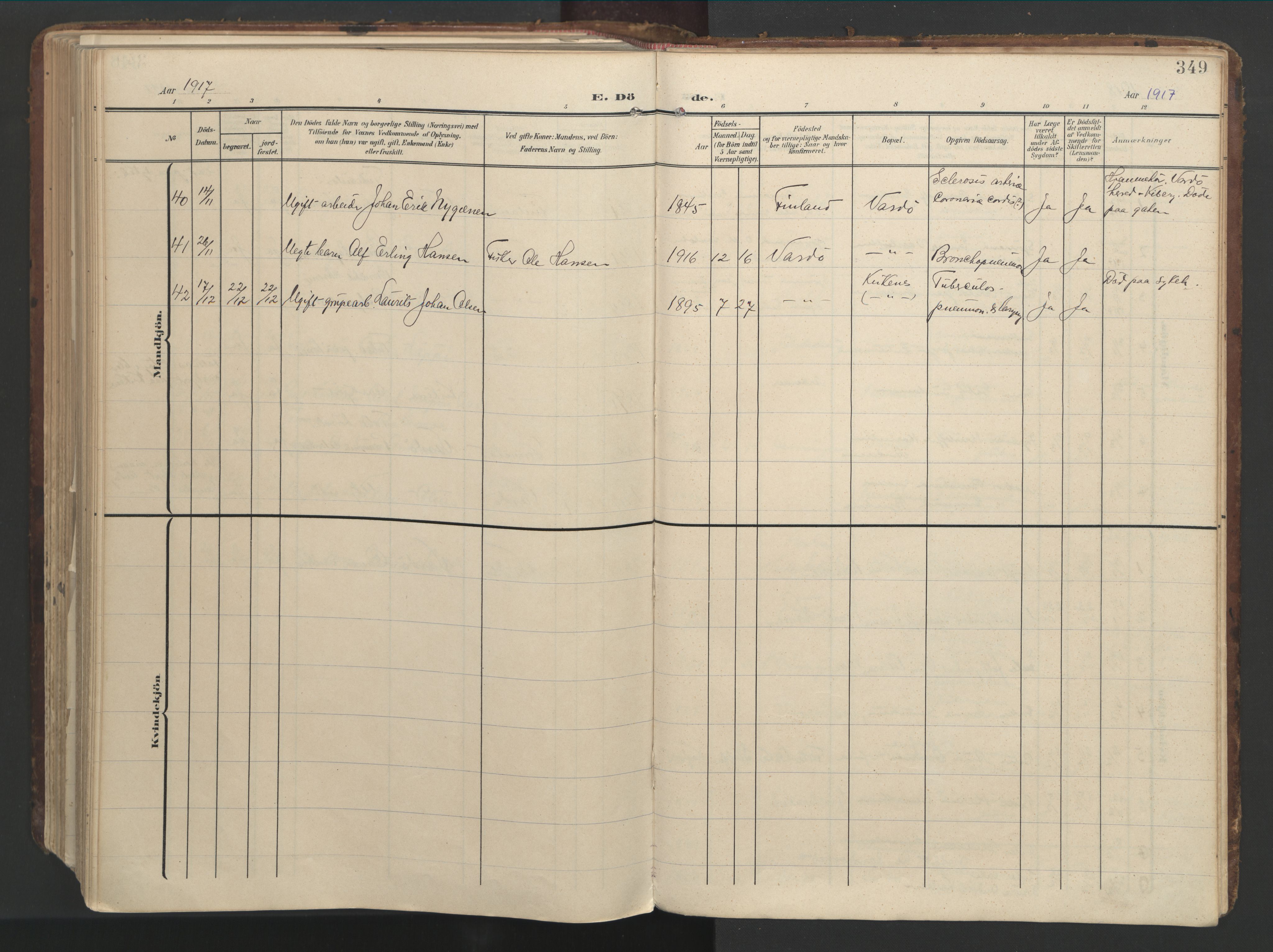 Vardø sokneprestkontor, AV/SATØ-S-1332/H/Ha/L0012kirke: Parish register (official) no. 12, 1907-1921, p. 349