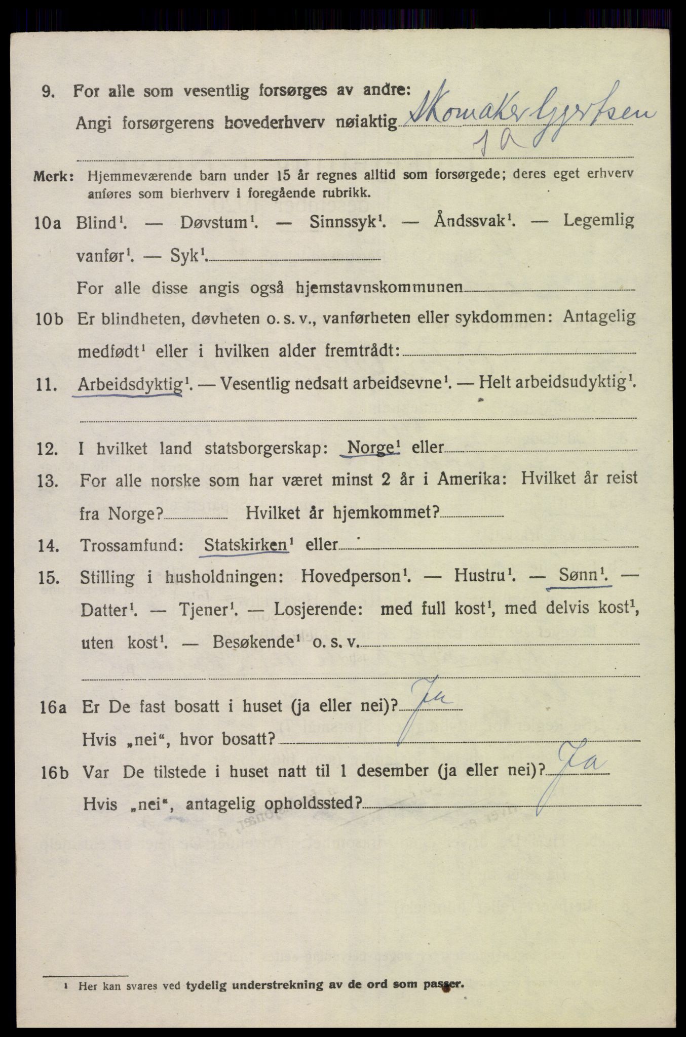 SAK, 1920 census for Søgne, 1920, p. 2822