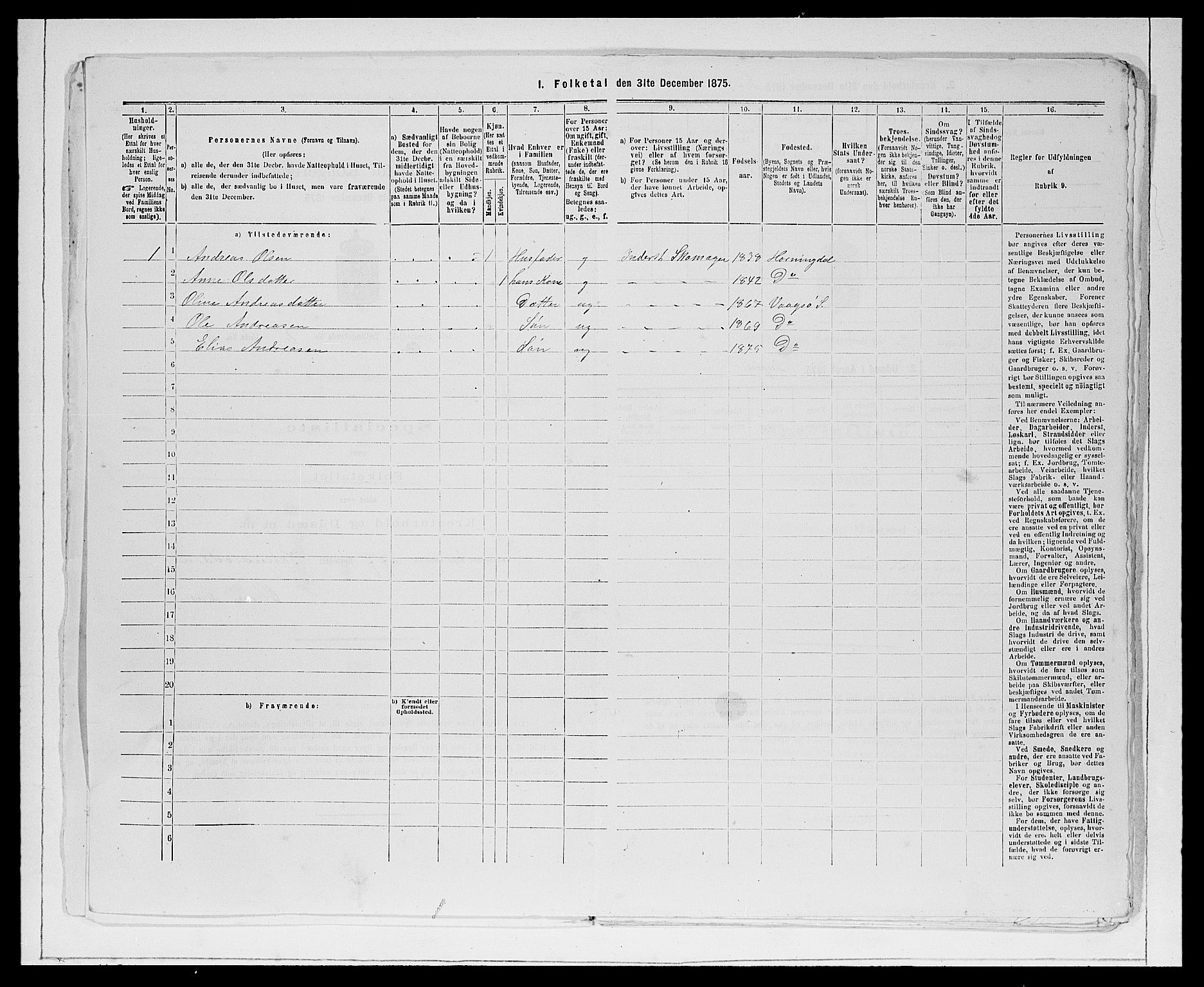 SAB, 1875 Census for 1441P Selje, 1875, p. 210