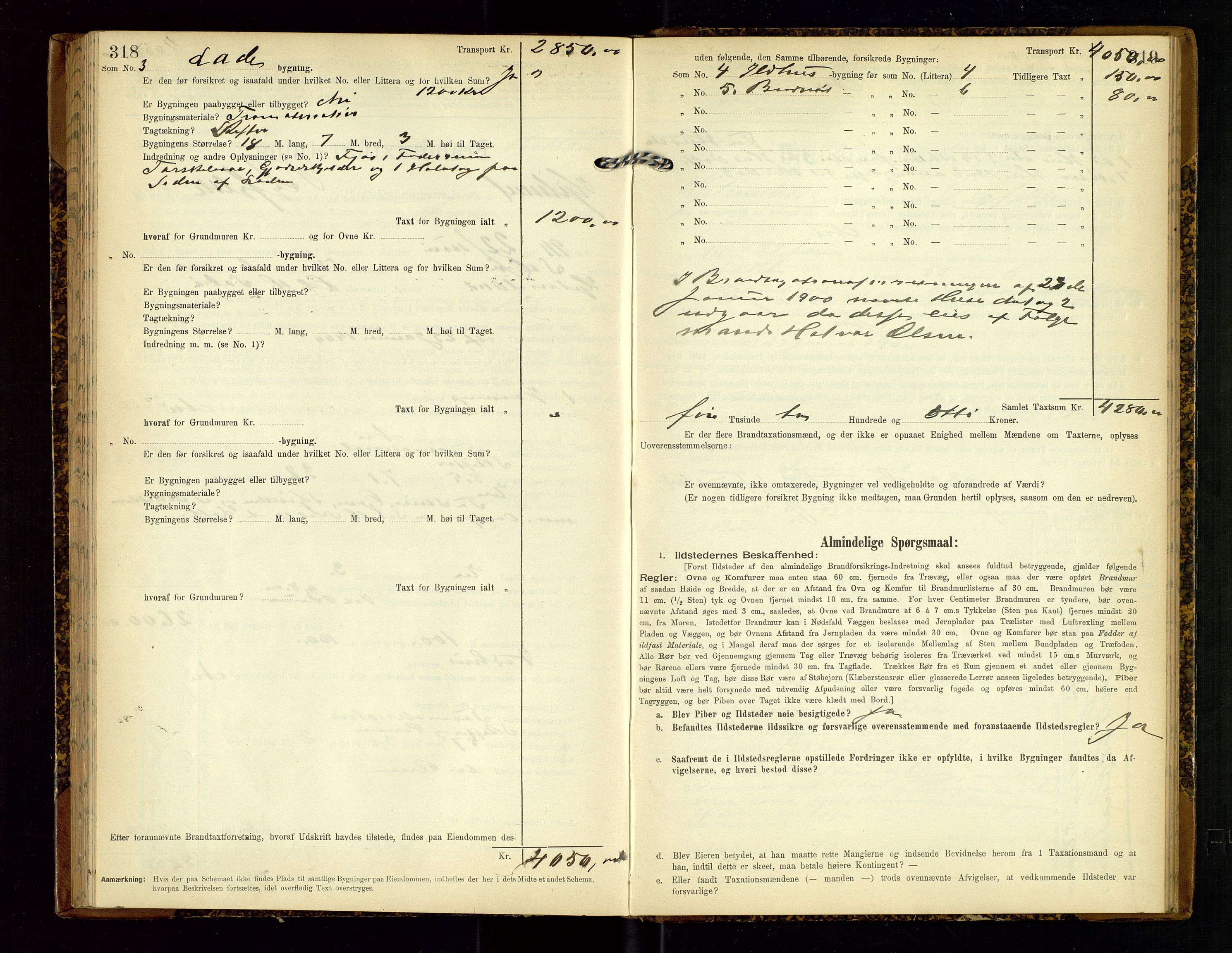 Hjelmeland lensmannskontor, AV/SAST-A-100439/Gob/L0002: "Brandtaxationsprotokol", 1904-1920, p. 318-319