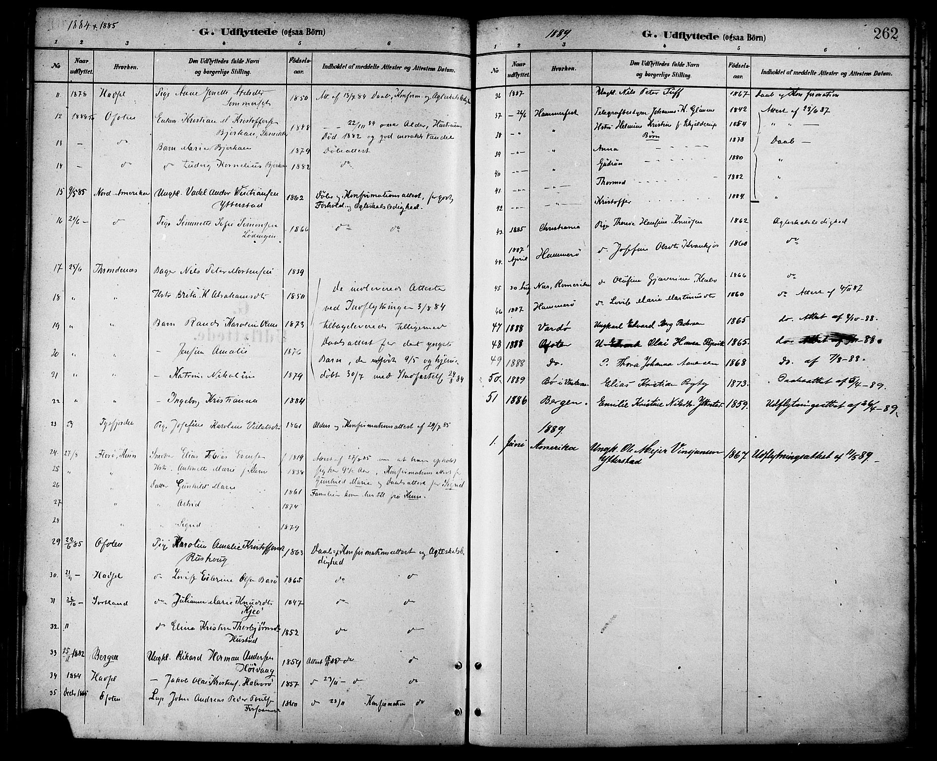 Ministerialprotokoller, klokkerbøker og fødselsregistre - Nordland, SAT/A-1459/872/L1035: Parish register (official) no. 872A10, 1884-1896, p. 262