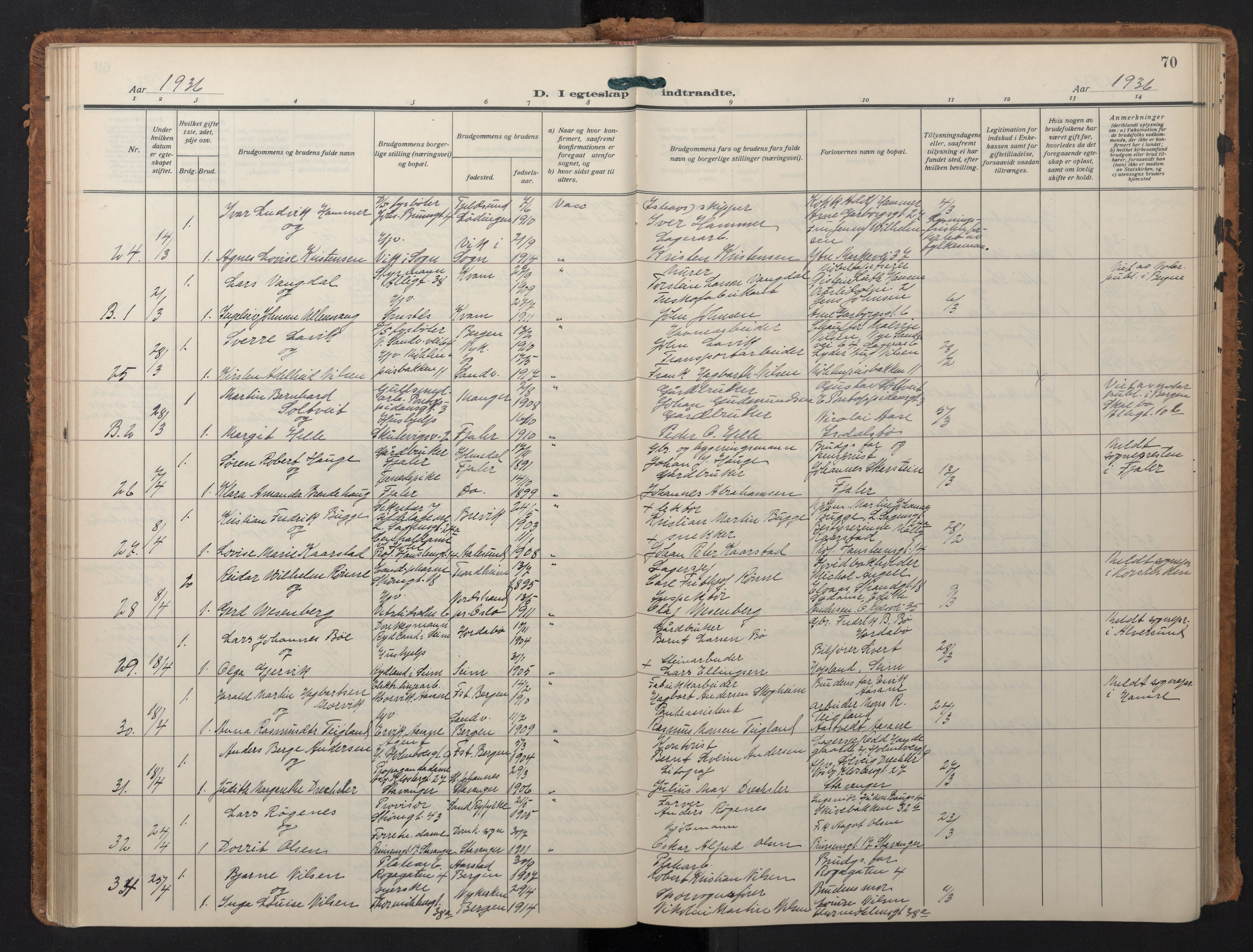 Johanneskirken sokneprestembete, SAB/A-76001/H/Hab: Parish register (copy) no. C 3, 1929-1949, p. 69b-70a