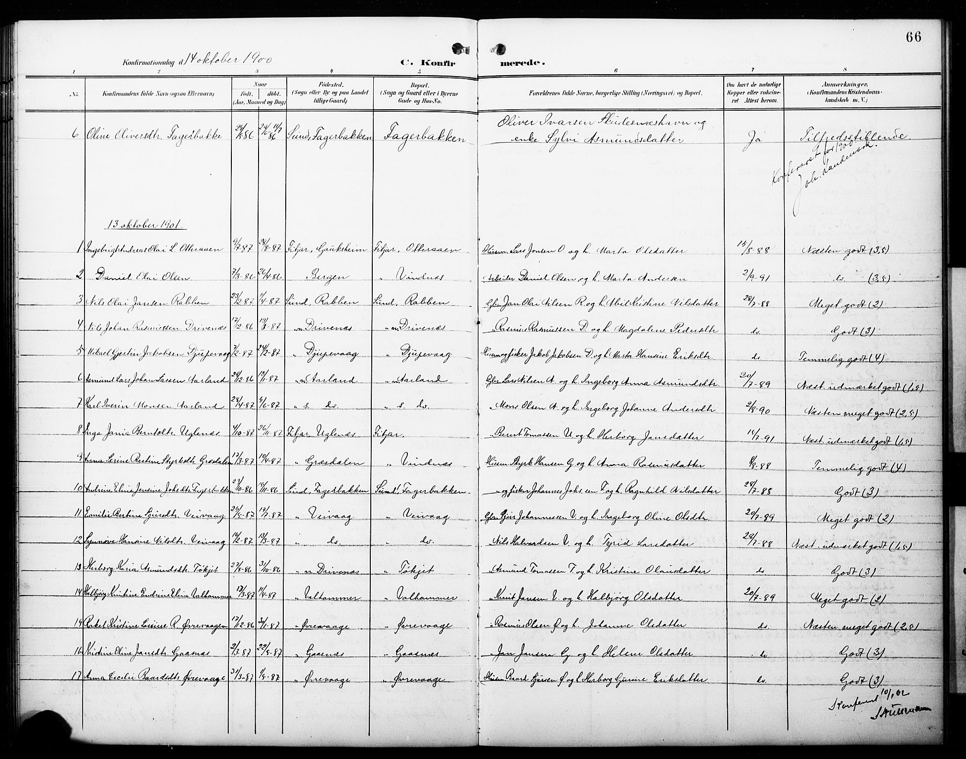 Fitjar sokneprestembete, AV/SAB-A-99926: Parish register (copy) no. C 1, 1900-1928, p. 66