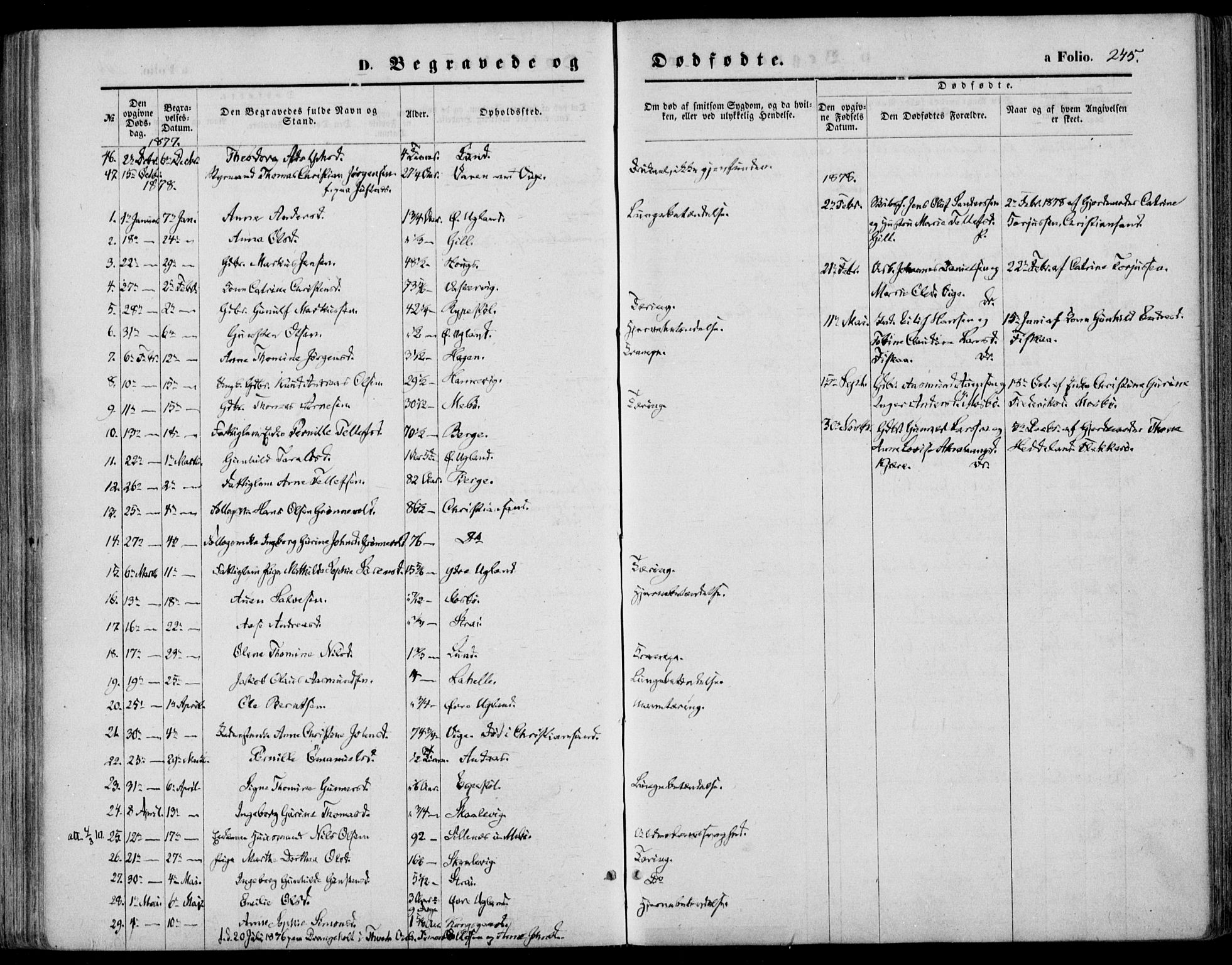 Oddernes sokneprestkontor, AV/SAK-1111-0033/F/Fa/Faa/L0008: Parish register (official) no. A 8, 1864-1880, p. 245