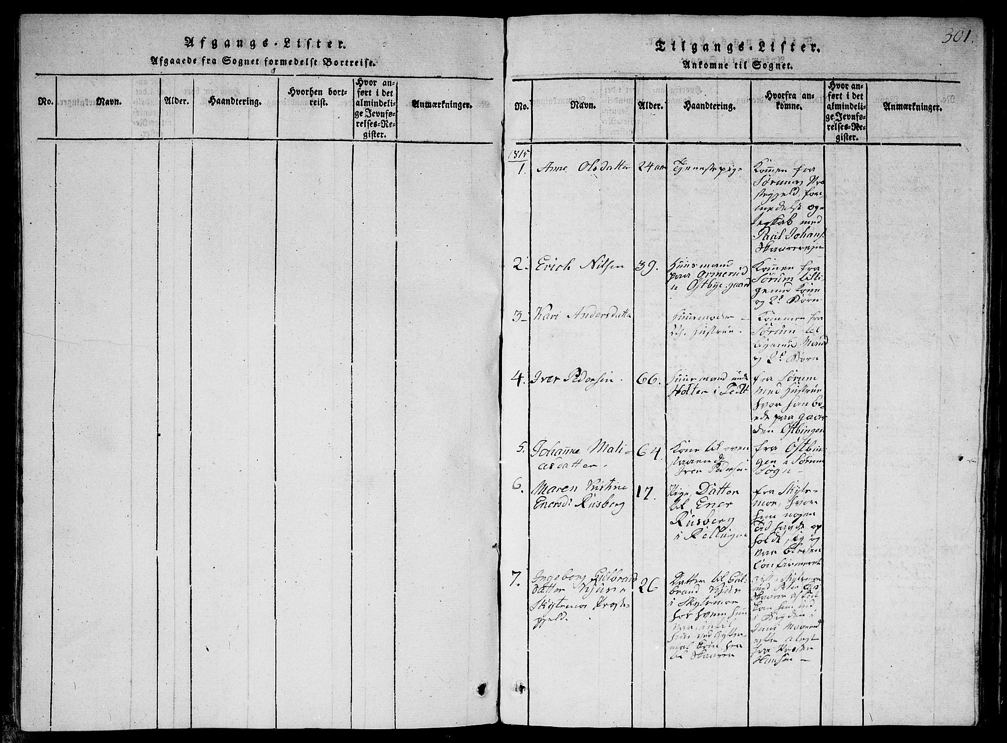 Fet prestekontor Kirkebøker, SAO/A-10370a/G/Ga/L0001: Parish register (copy) no. I 1, 1815-1842, p. 301