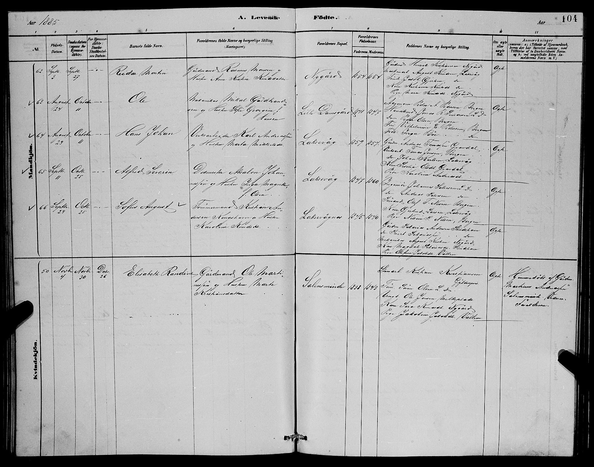 Laksevåg Sokneprestembete, SAB/A-76501/H/Ha/Hab/Haba/L0002: Parish register (copy) no. A 2, 1877-1887, p. 104