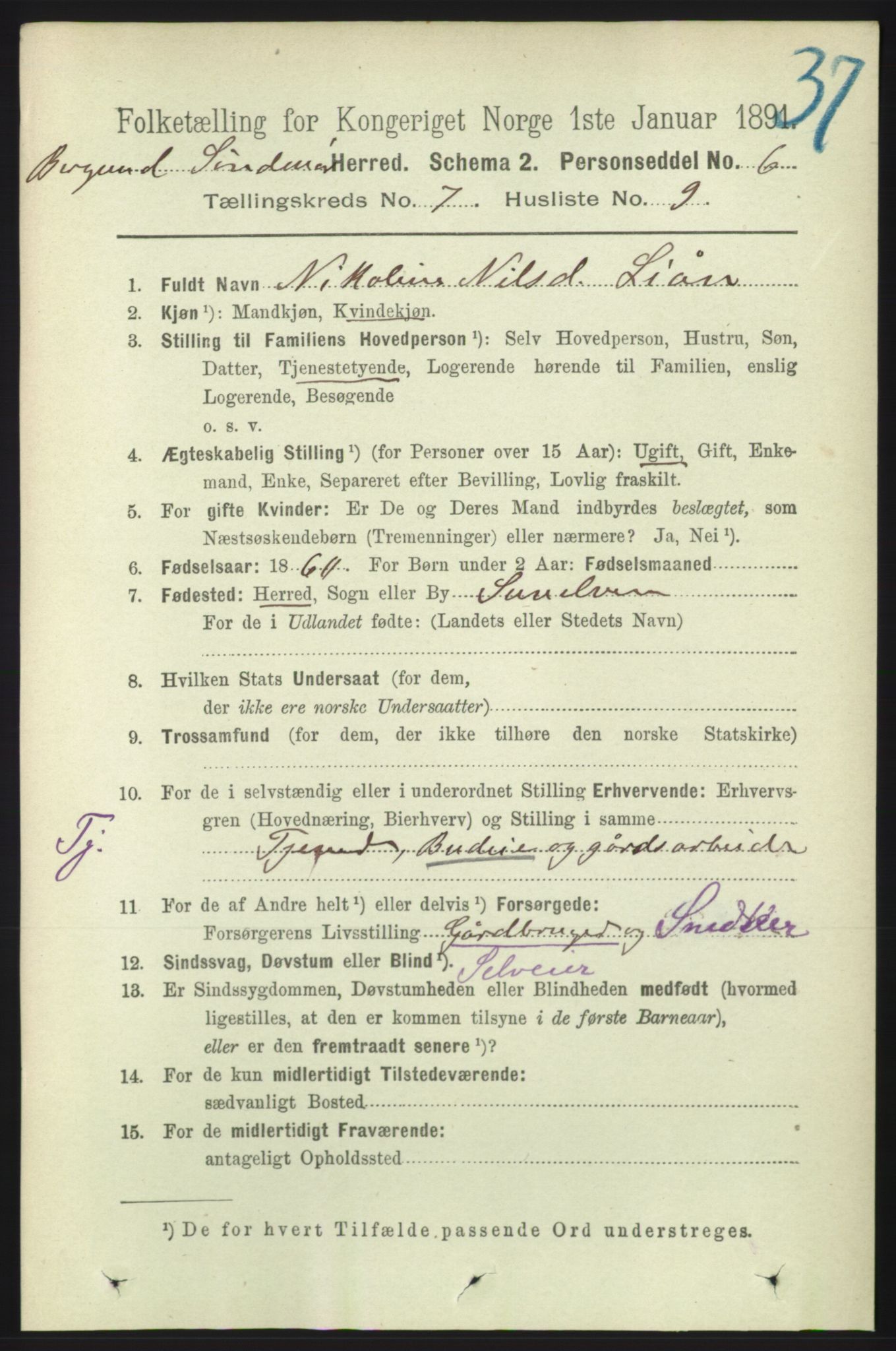 RA, 1891 census for 1531 Borgund, 1891, p. 1916