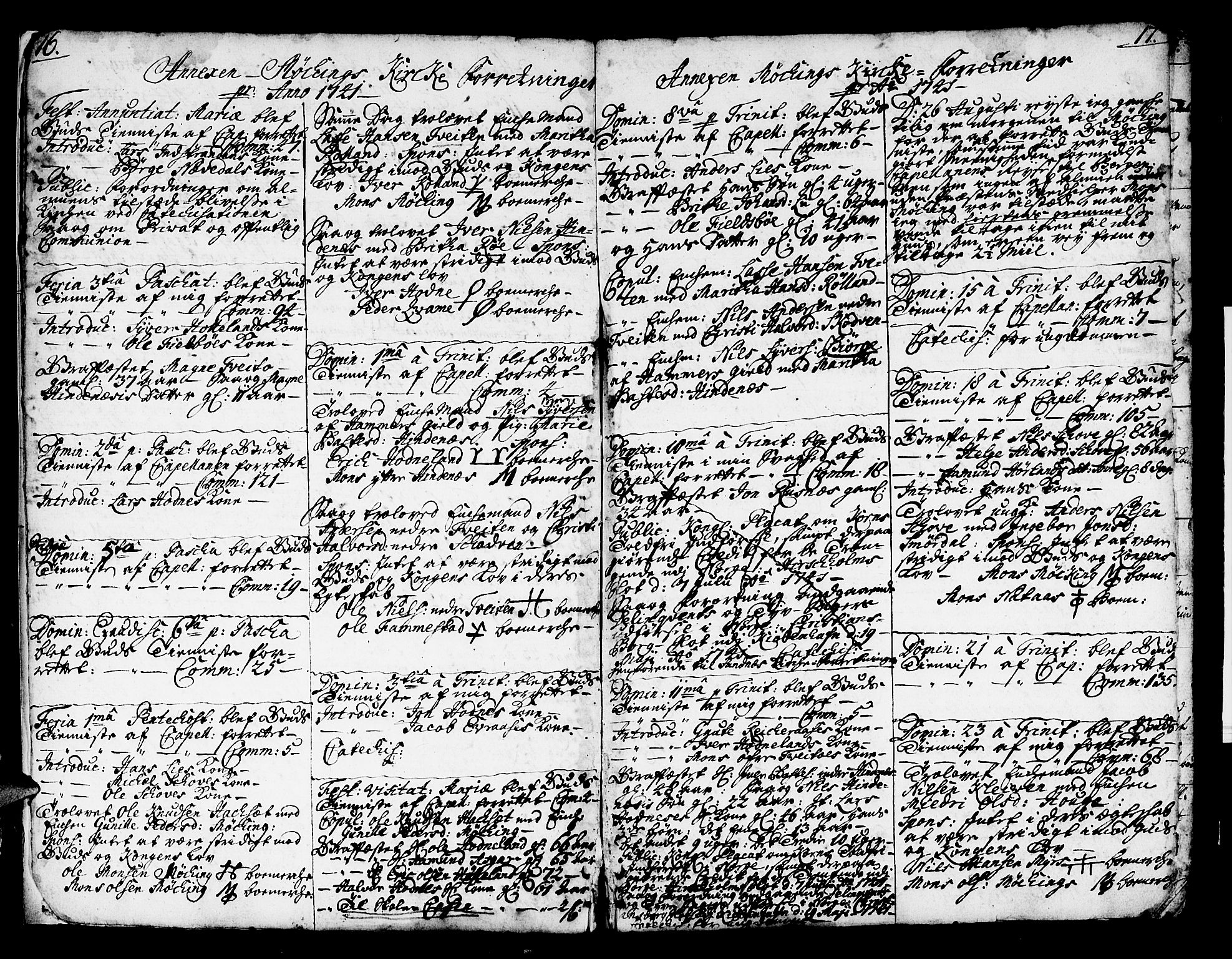 Lindås Sokneprestembete, SAB/A-76701/H/Haa: Parish register (official) no. A 2, 1740-1748, p. 16-17