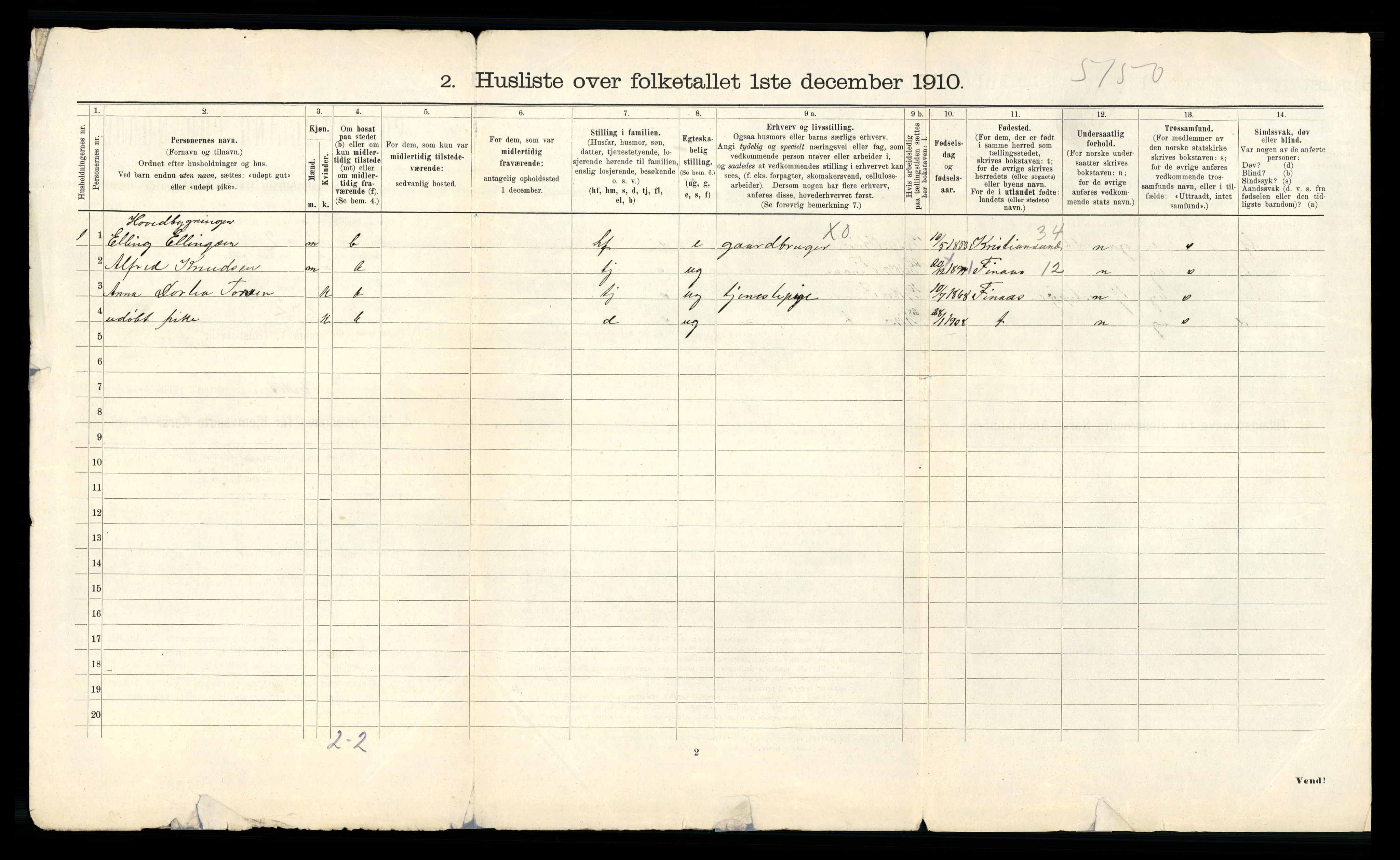 RA, 1910 census for Vikna, 1910, p. 46