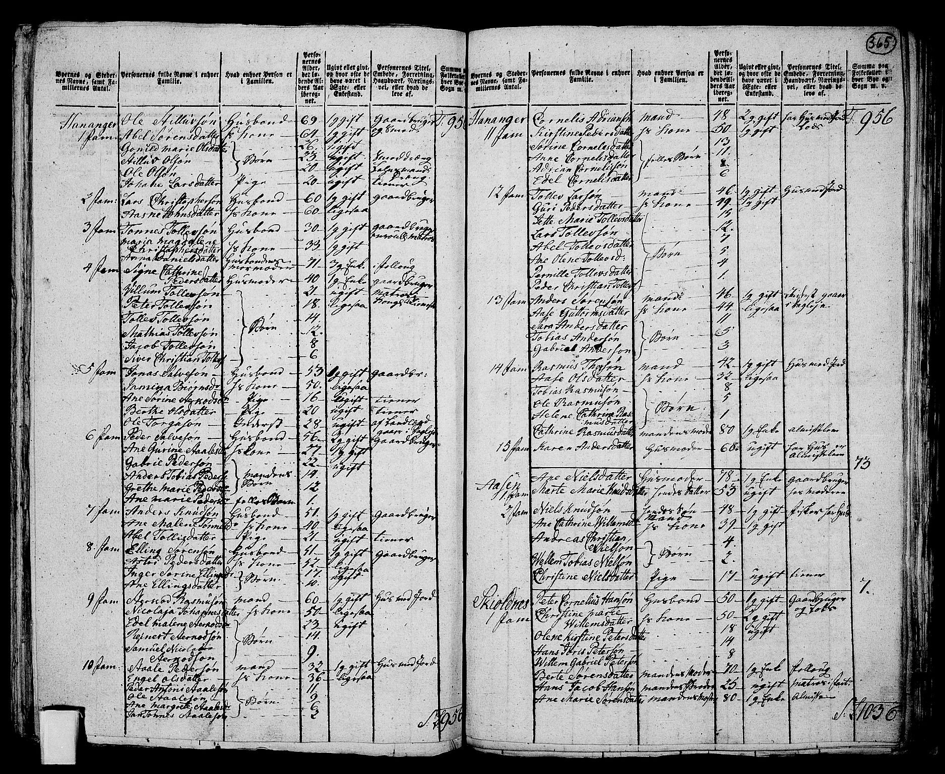 RA, 1801 census for 1041P Vanse, 1801, p. 364b-365a