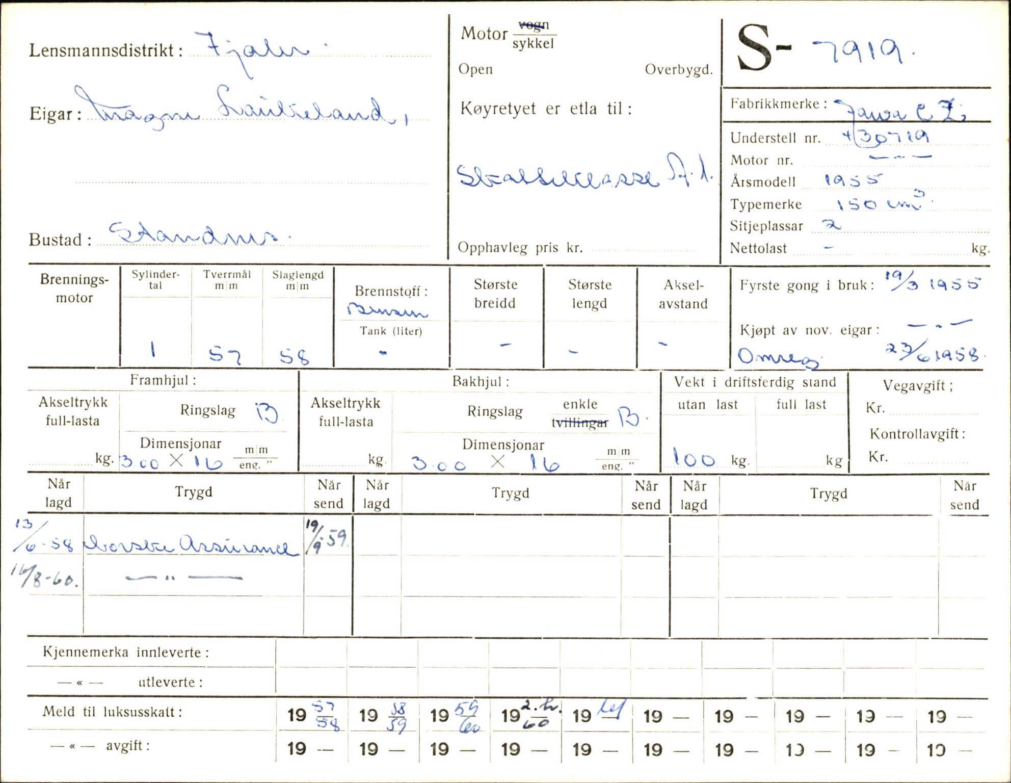 Statens vegvesen, Sogn og Fjordane vegkontor, AV/SAB-A-5301/4/F/L0005: Registerkort utmeldte Fjordane S7900-8299, 1930-1961, p. 32