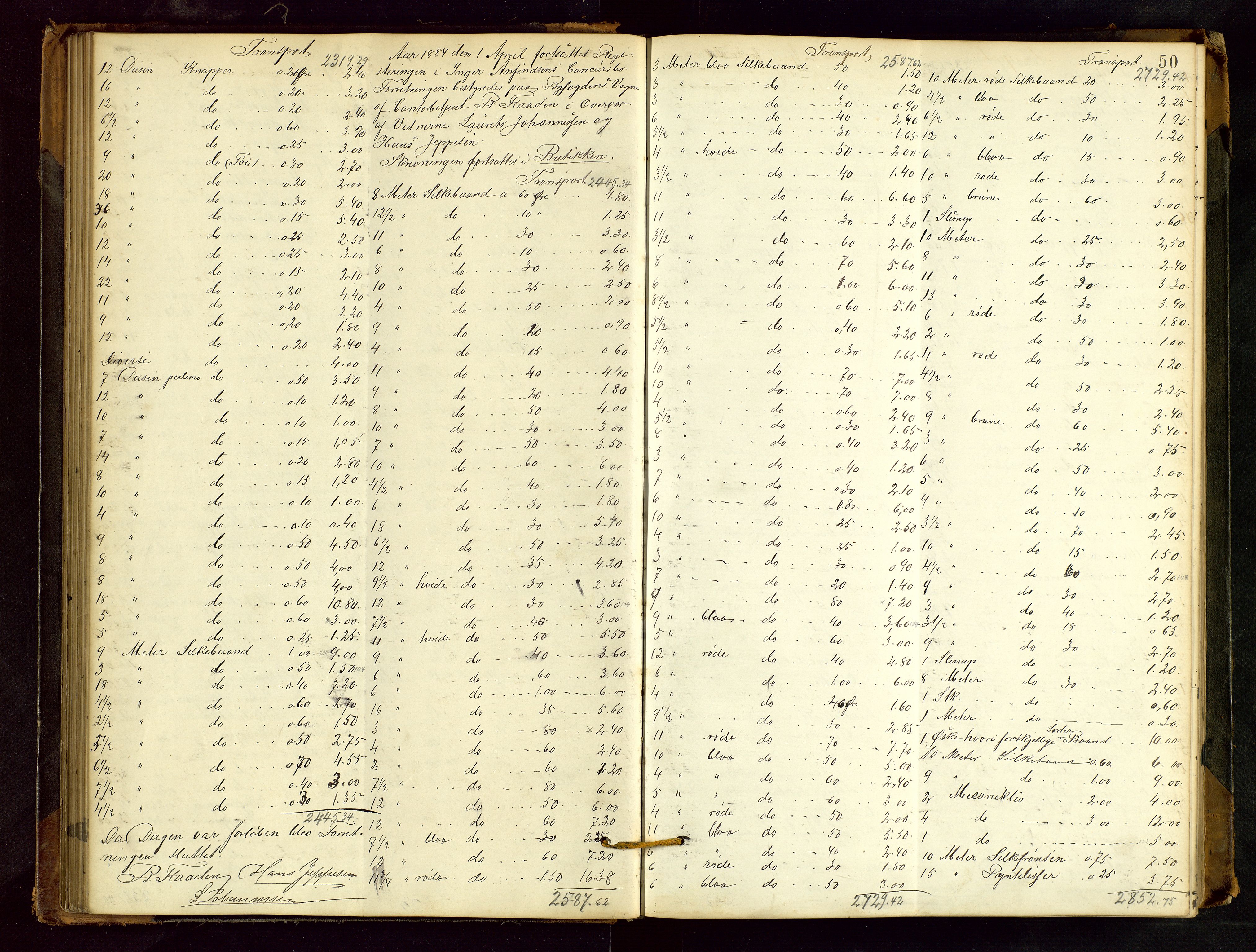 Haugesund tingrett, SAST/A-101415/01/IV/IVB/L0002: Skifteregistreringsprotokoll, med register, 1879-1898, p. 49b-50a