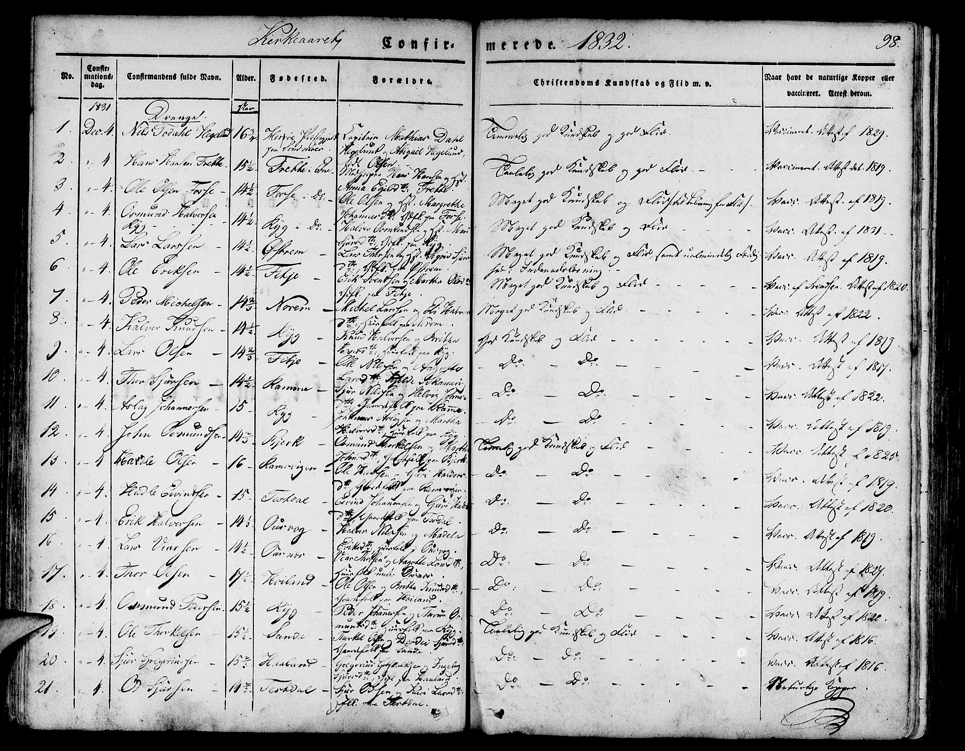 Etne sokneprestembete, SAB/A-75001/H/Haa: Parish register (official) no. A 7, 1831-1847, p. 98