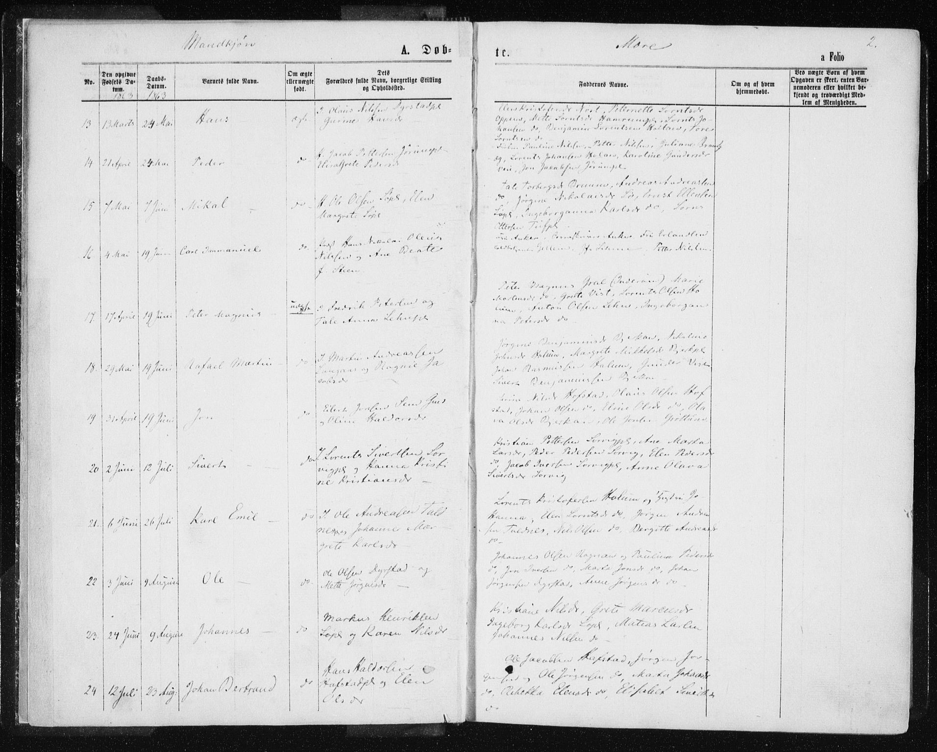 Ministerialprotokoller, klokkerbøker og fødselsregistre - Nord-Trøndelag, SAT/A-1458/735/L0345: Parish register (official) no. 735A08 /1, 1863-1872, p. 2