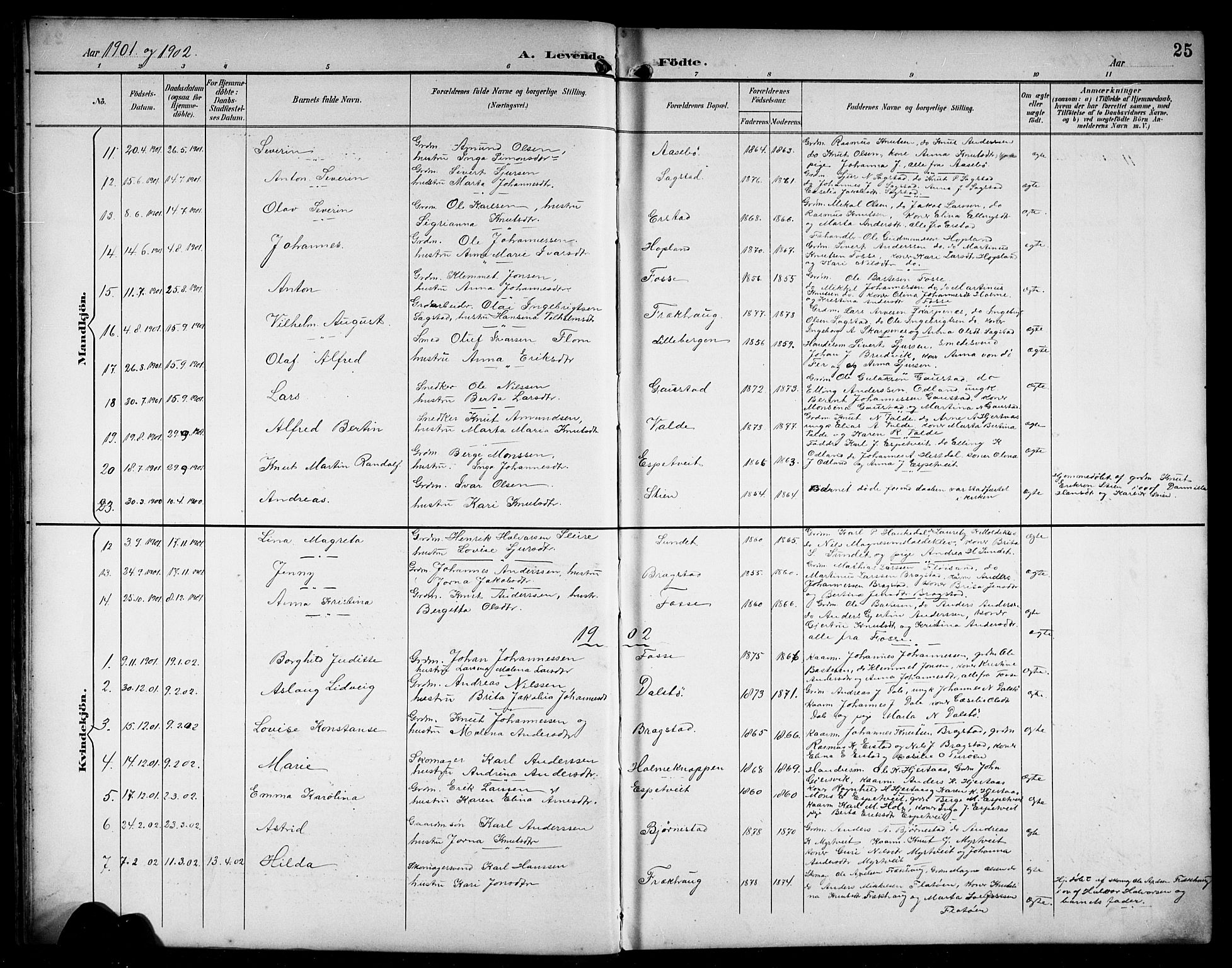 Alversund Sokneprestembete, SAB/A-73901/H/Ha/Hab: Parish register (copy) no. C 4, 1894-1924, p. 25