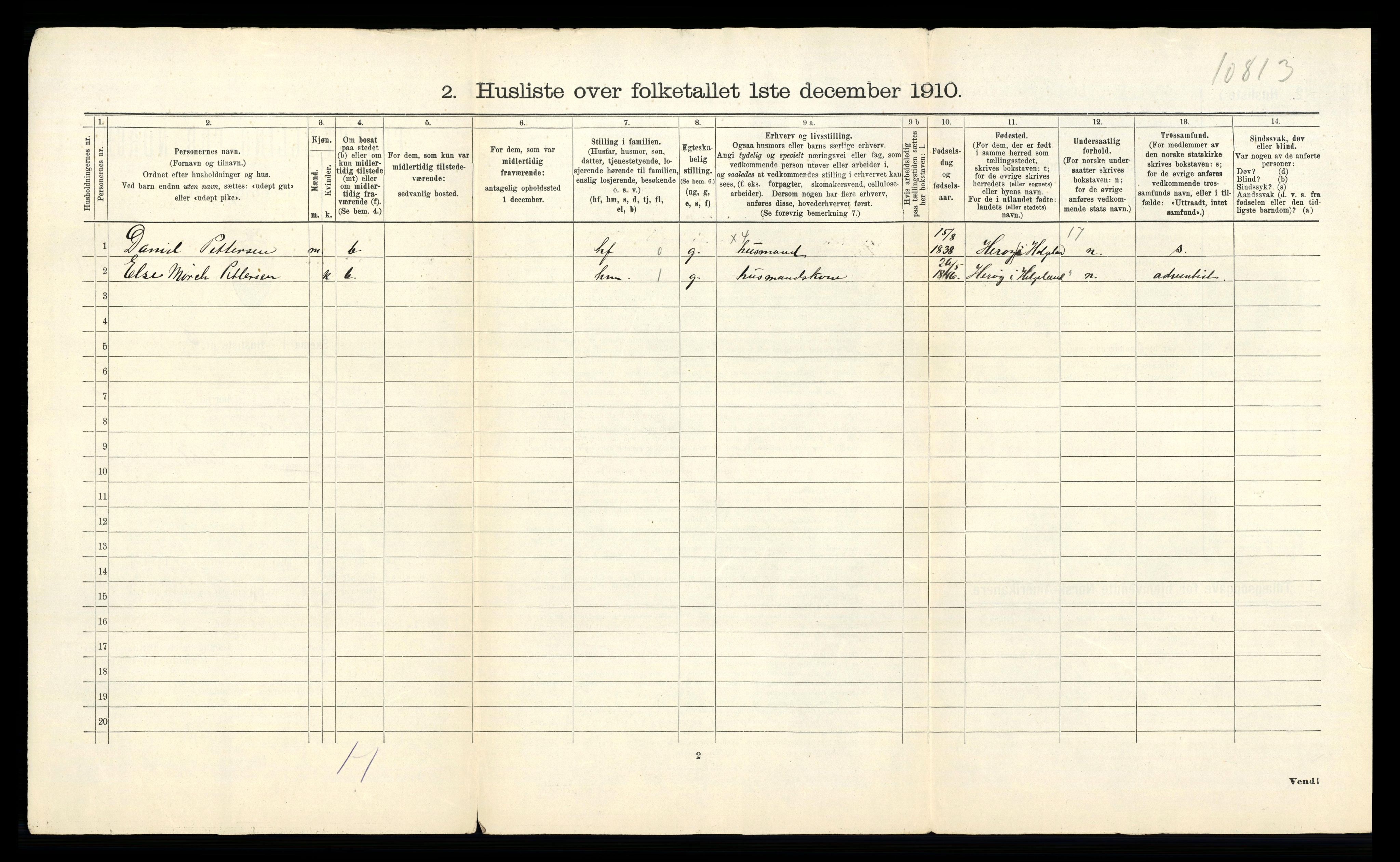 RA, 1910 census for Dønnes, 1910, p. 31