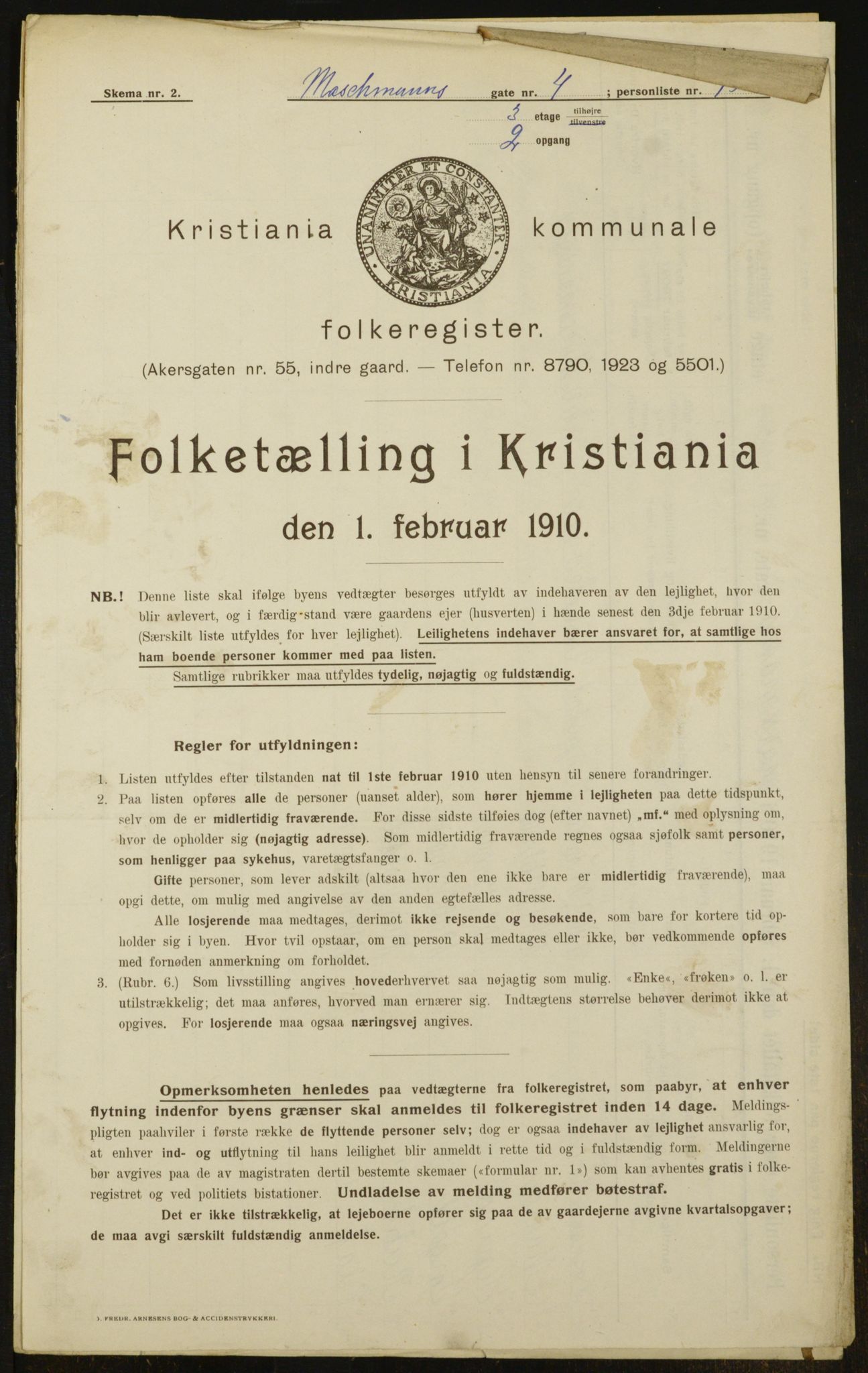 OBA, Municipal Census 1910 for Kristiania, 1910, p. 62704