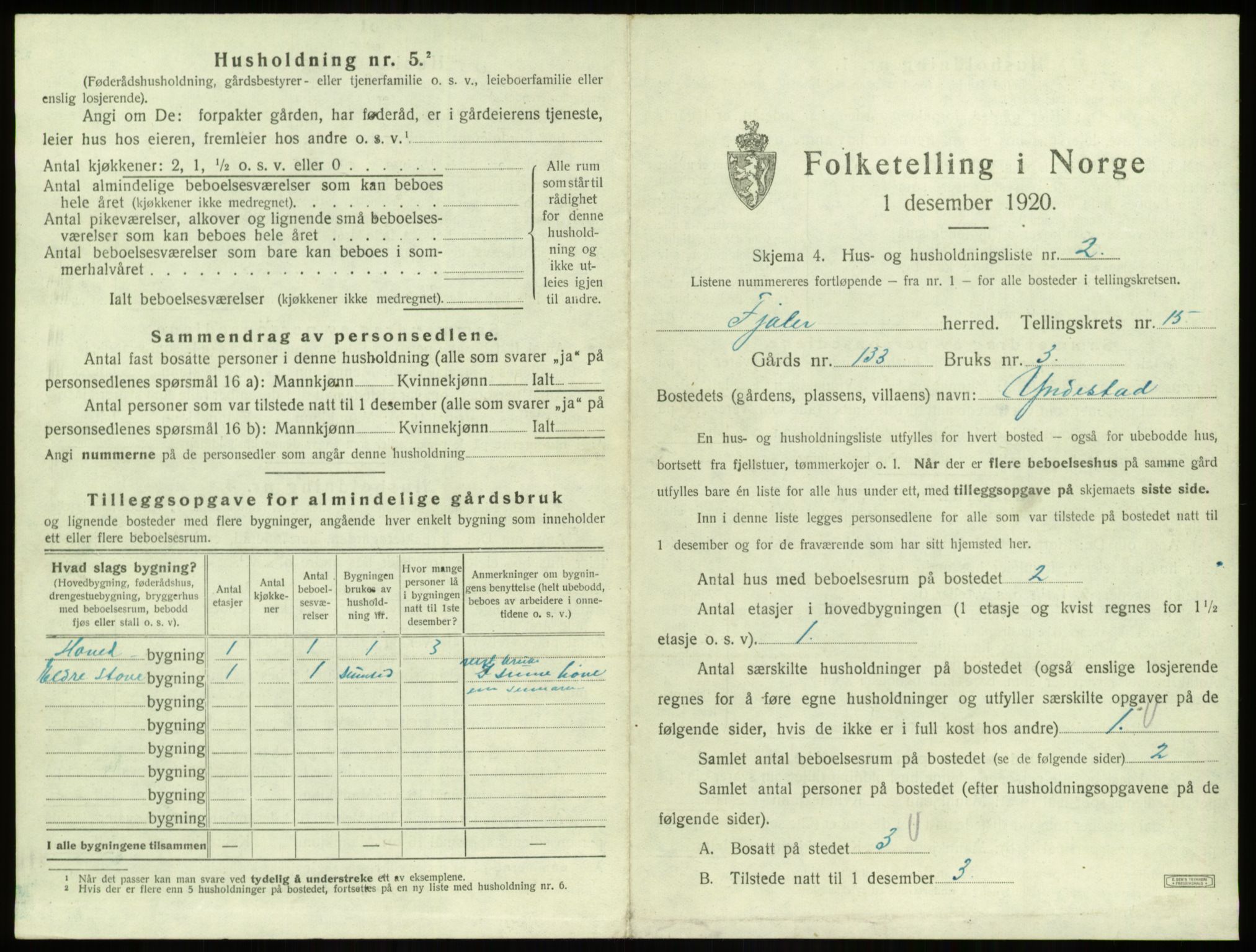 SAB, 1920 census for Fjaler, 1920, p. 1214