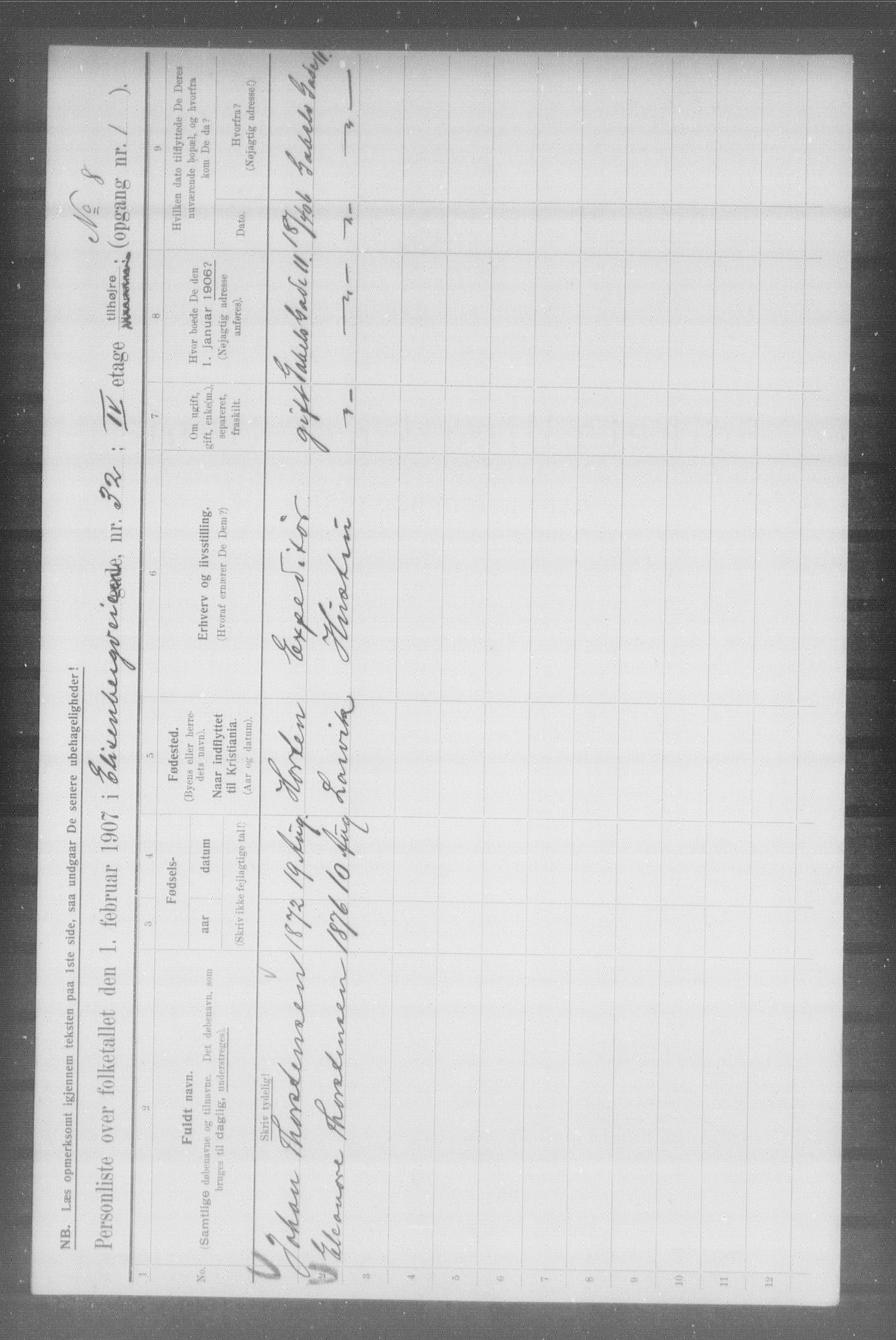 OBA, Municipal Census 1907 for Kristiania, 1907, p. 10496