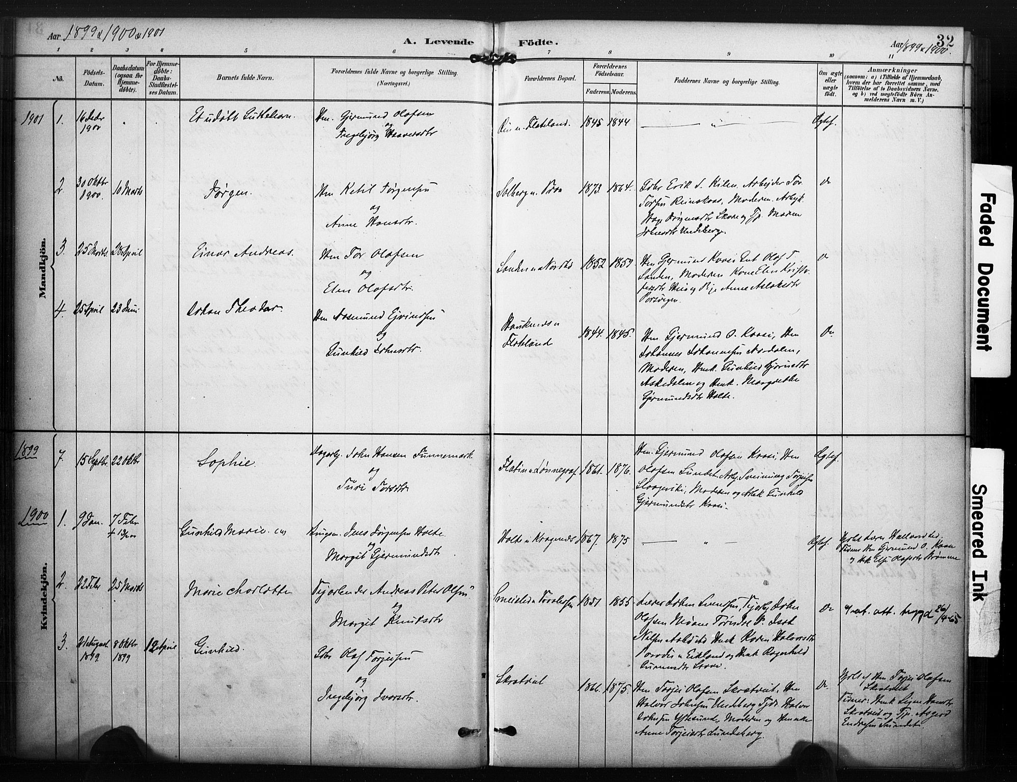 Kviteseid kirkebøker, SAKO/A-276/F/Fc/L0002: Parish register (official) no. III 2, 1882-1908, p. 32