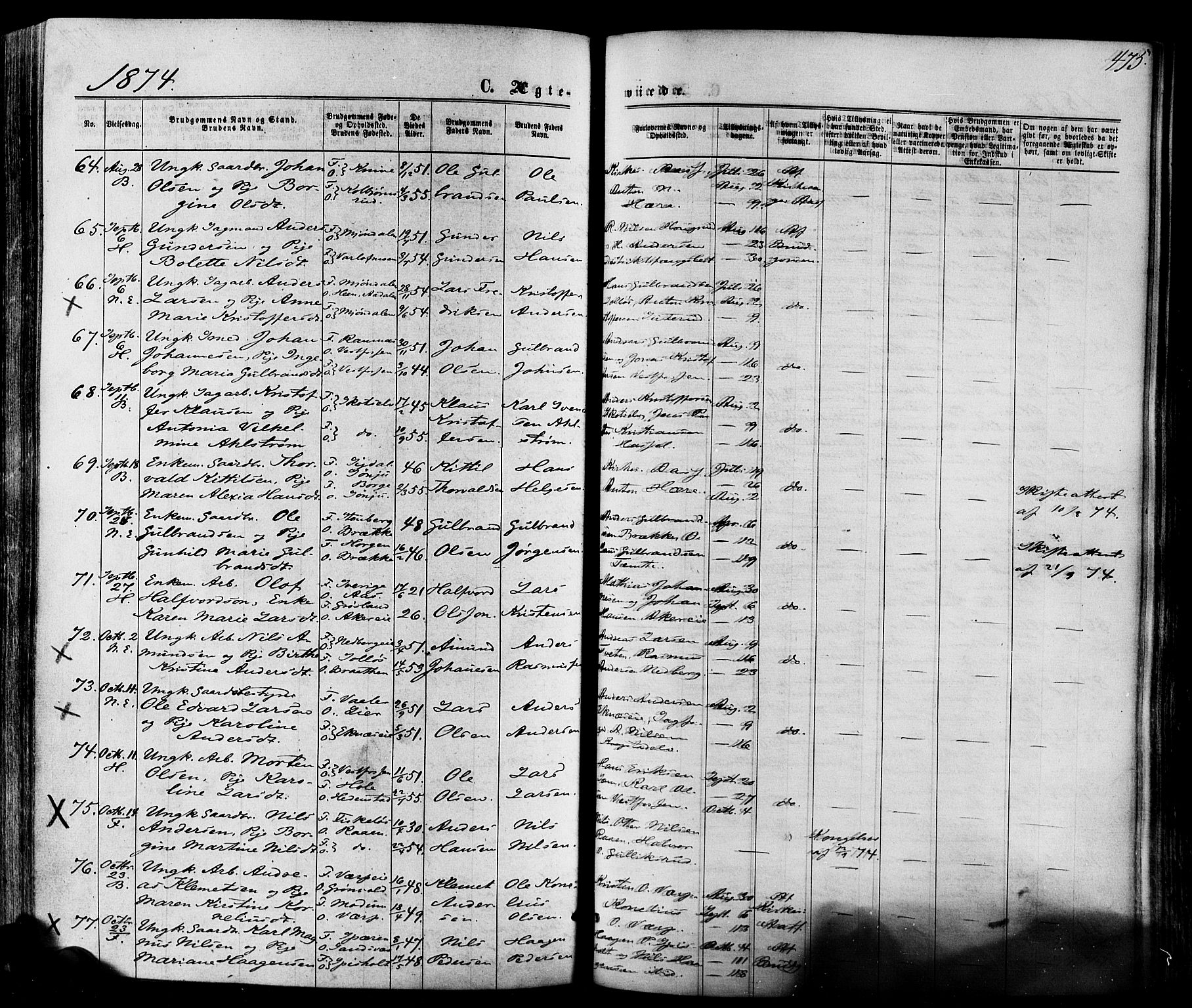 Eiker kirkebøker, SAKO/A-4/F/Fa/L0017: Parish register (official) no. I 17, 1869-1877, p. 475